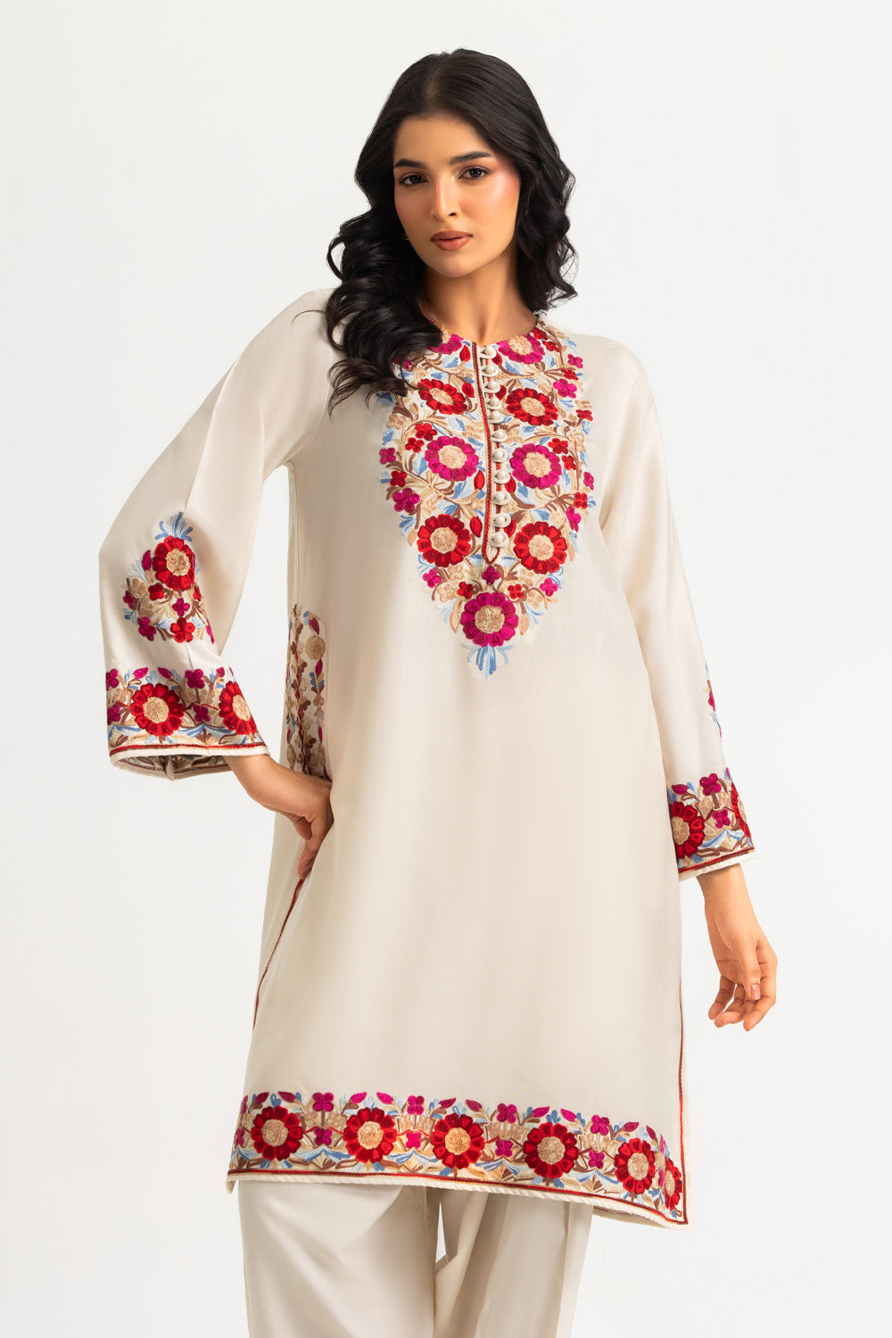 Acrylic Embroidered Shirt And Trouser
