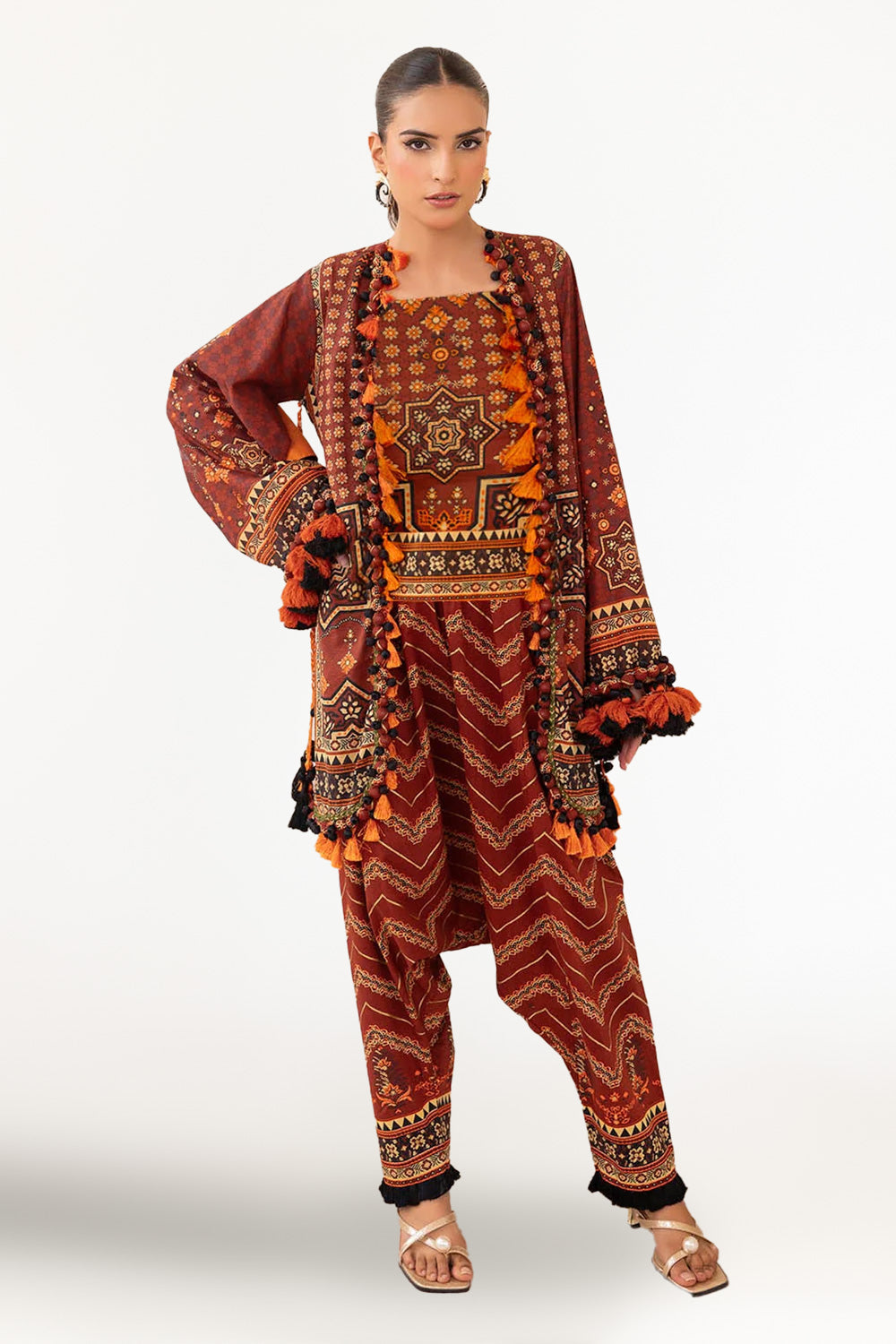 2 Piece Unstitched Gold Printed Lawn Suit