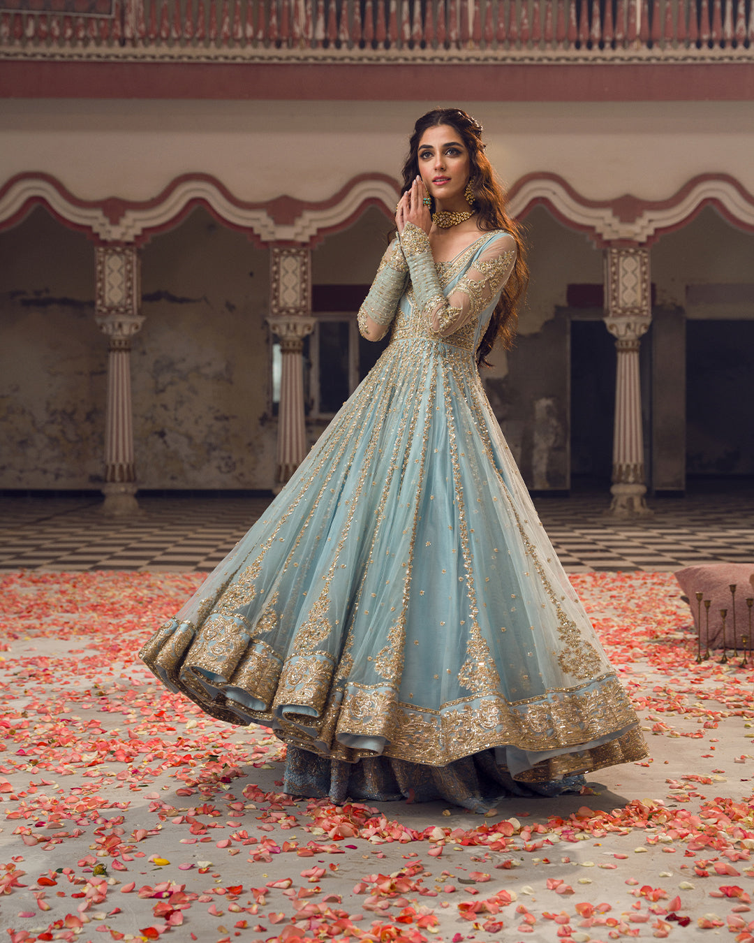 Faiza Saqlain Ahlah Style — Mairaz Embellished Net Pishwas & Sharara