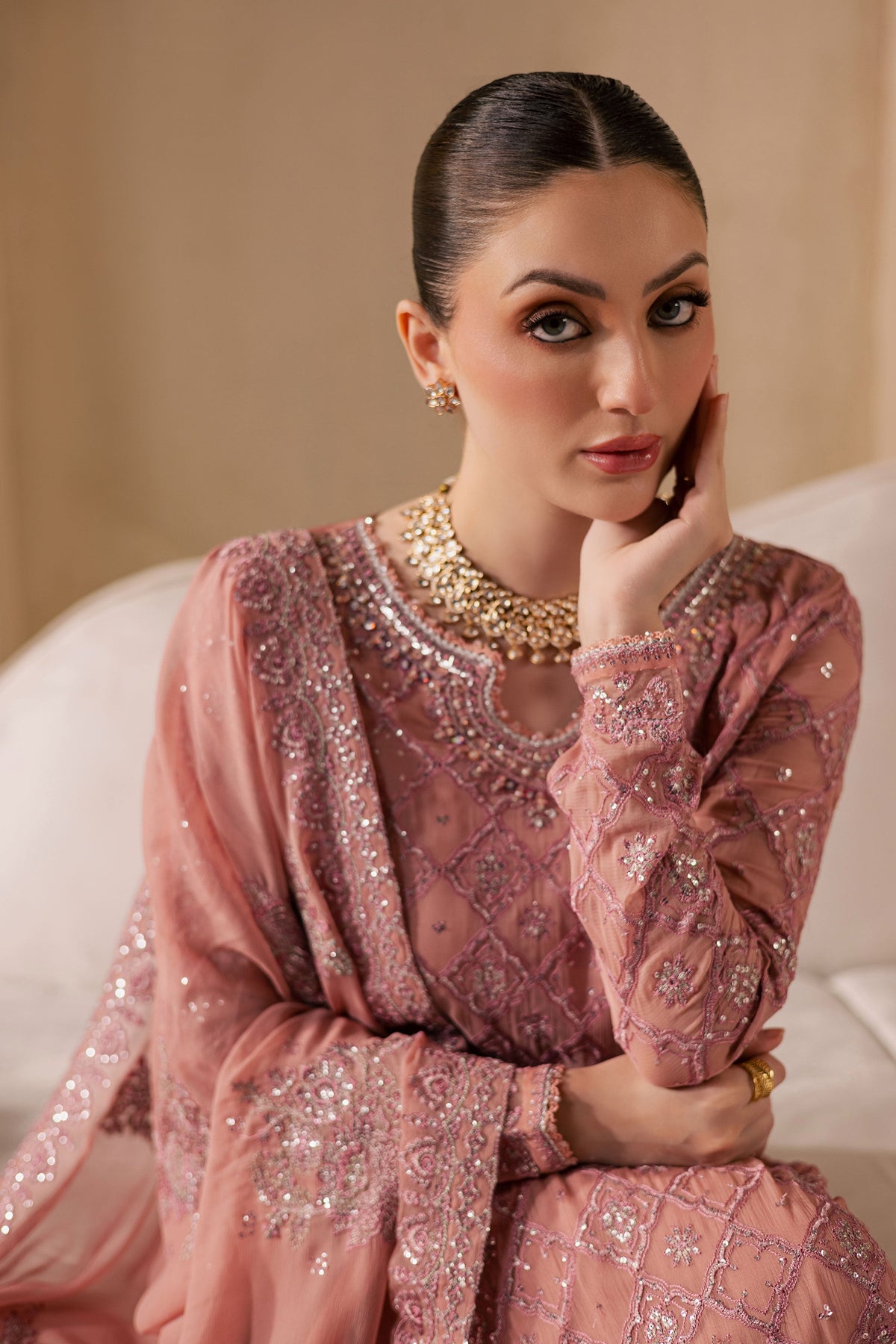 Almas 3Pc - Embroidered Luxe Pret