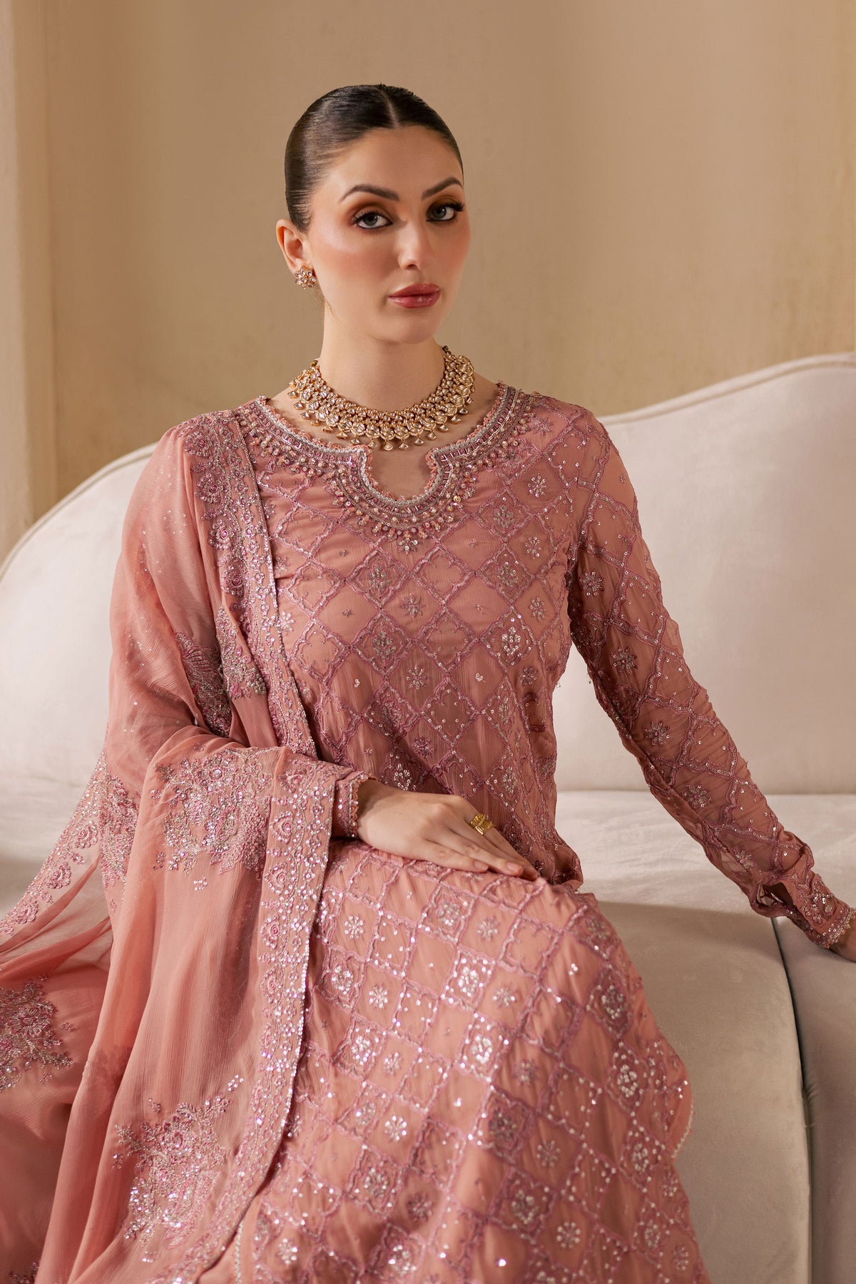 Almas 3Pc - Embroidered Luxe Pret