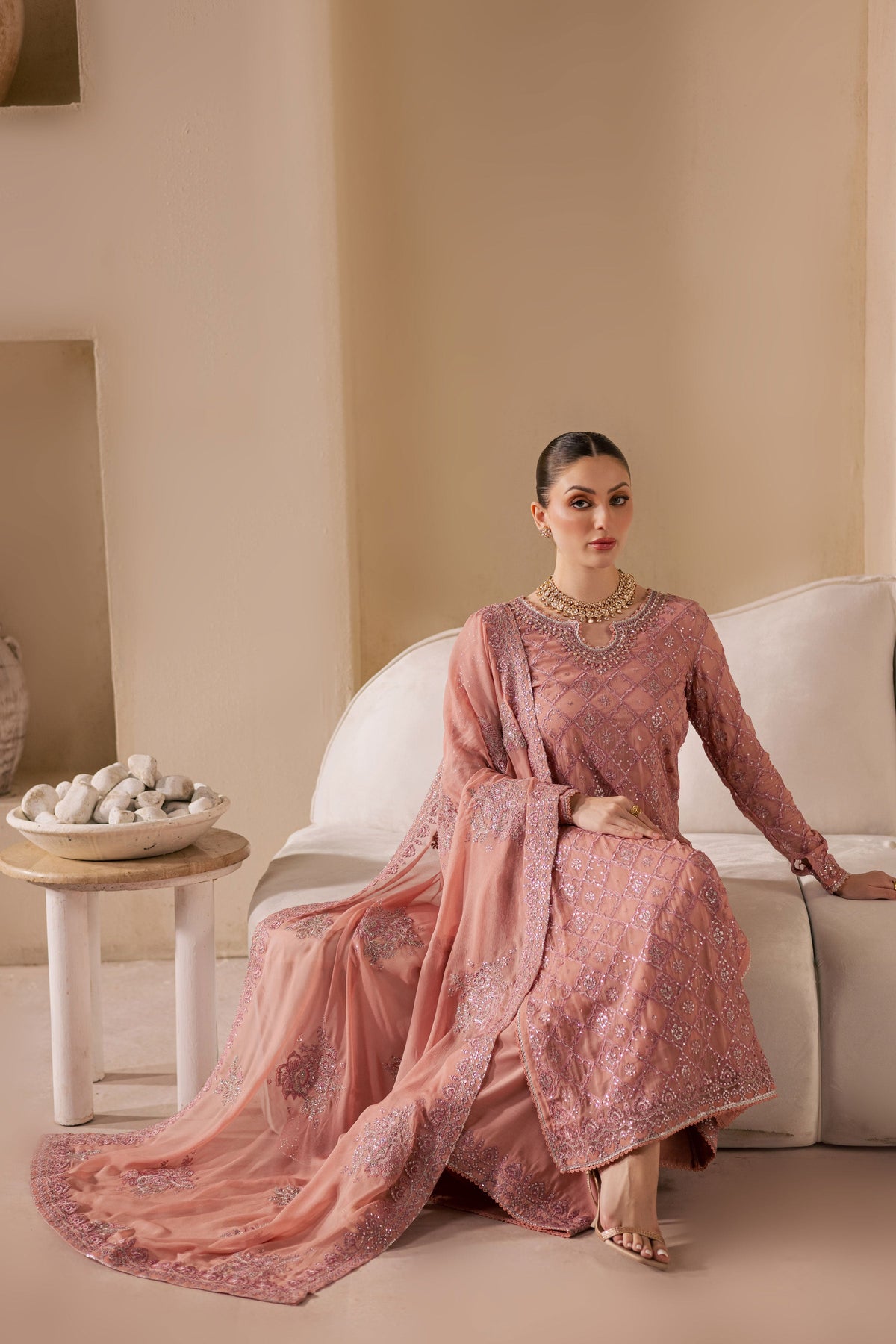 Almas 3Pc - Embroidered Luxe Pret