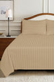 Almond Buff Luxury Stripe Bed Sheet Set