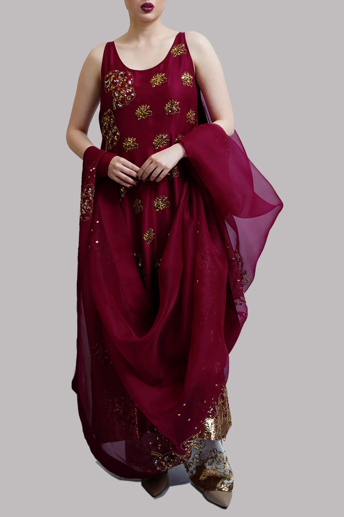 Scooter Embellished Raw Silk Set