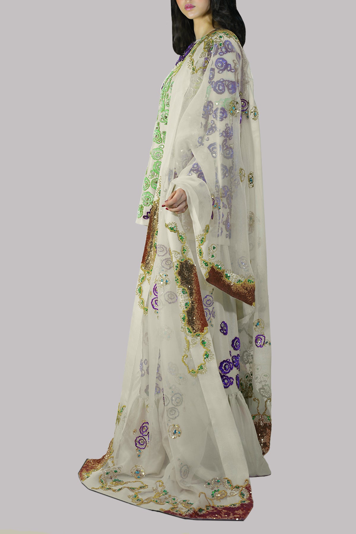 Solitary Star Embellished Raw Silk Skirt Set