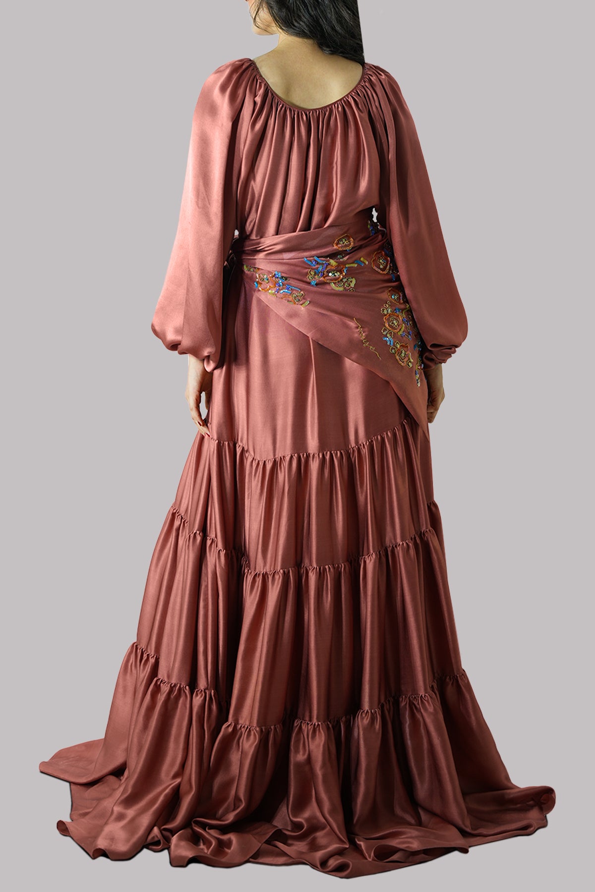 Burnt Orange Tiered Dress