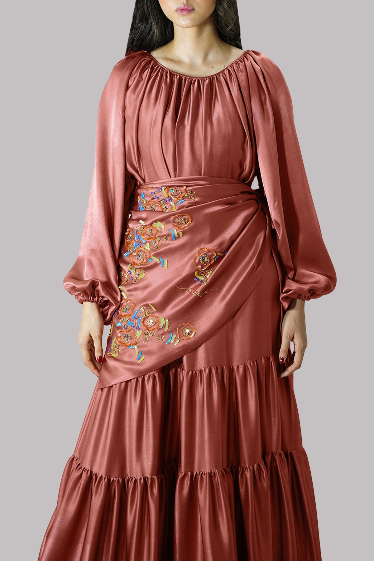 Burnt Orange Tiered Dress