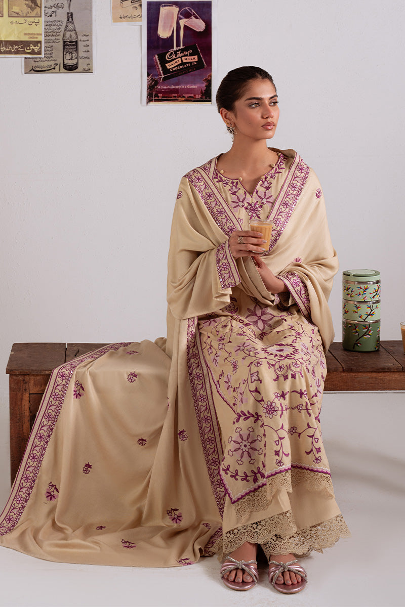 FAWN RADIANCE-3PC LINEN EMBROIDERED SUIT