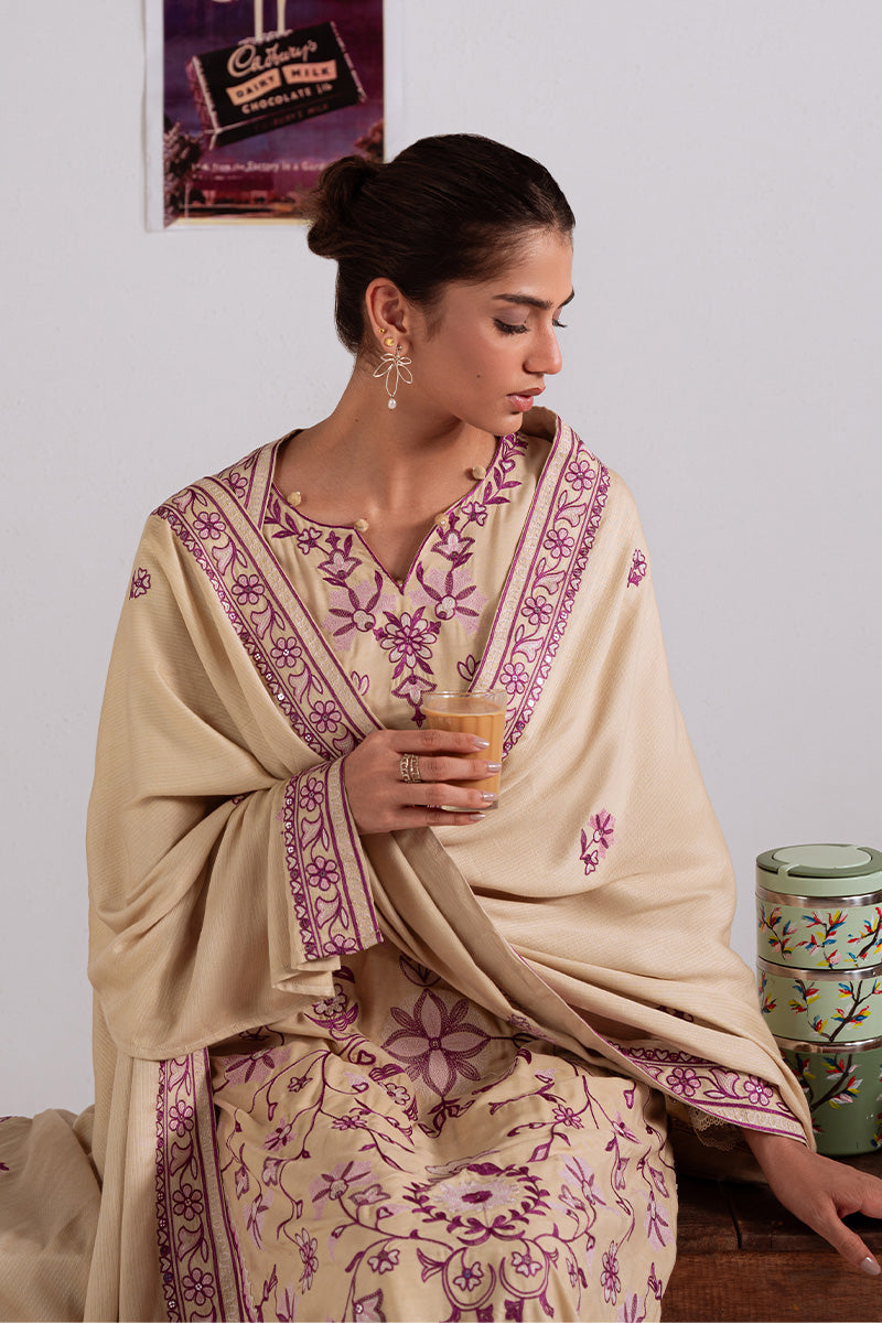 FAWN RADIANCE-3PC LINEN EMBROIDERED SUIT