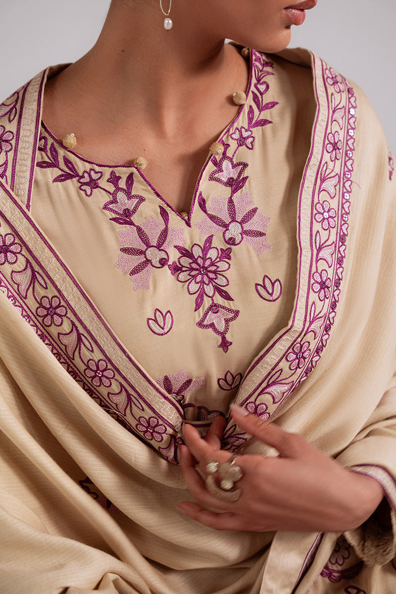 FAWN RADIANCE-3PC LINEN EMBROIDERED SUIT