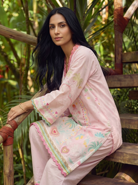 SS26DC-2600 PINK LAWN 2PCS EMBROIDERED KURTA WITH TROUSER