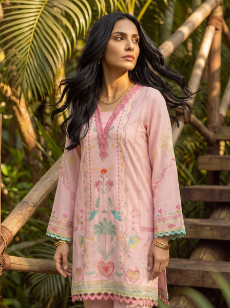 SS26DC-2600 PINK LAWN 2PCS EMBROIDERED KURTA WITH TROUSER