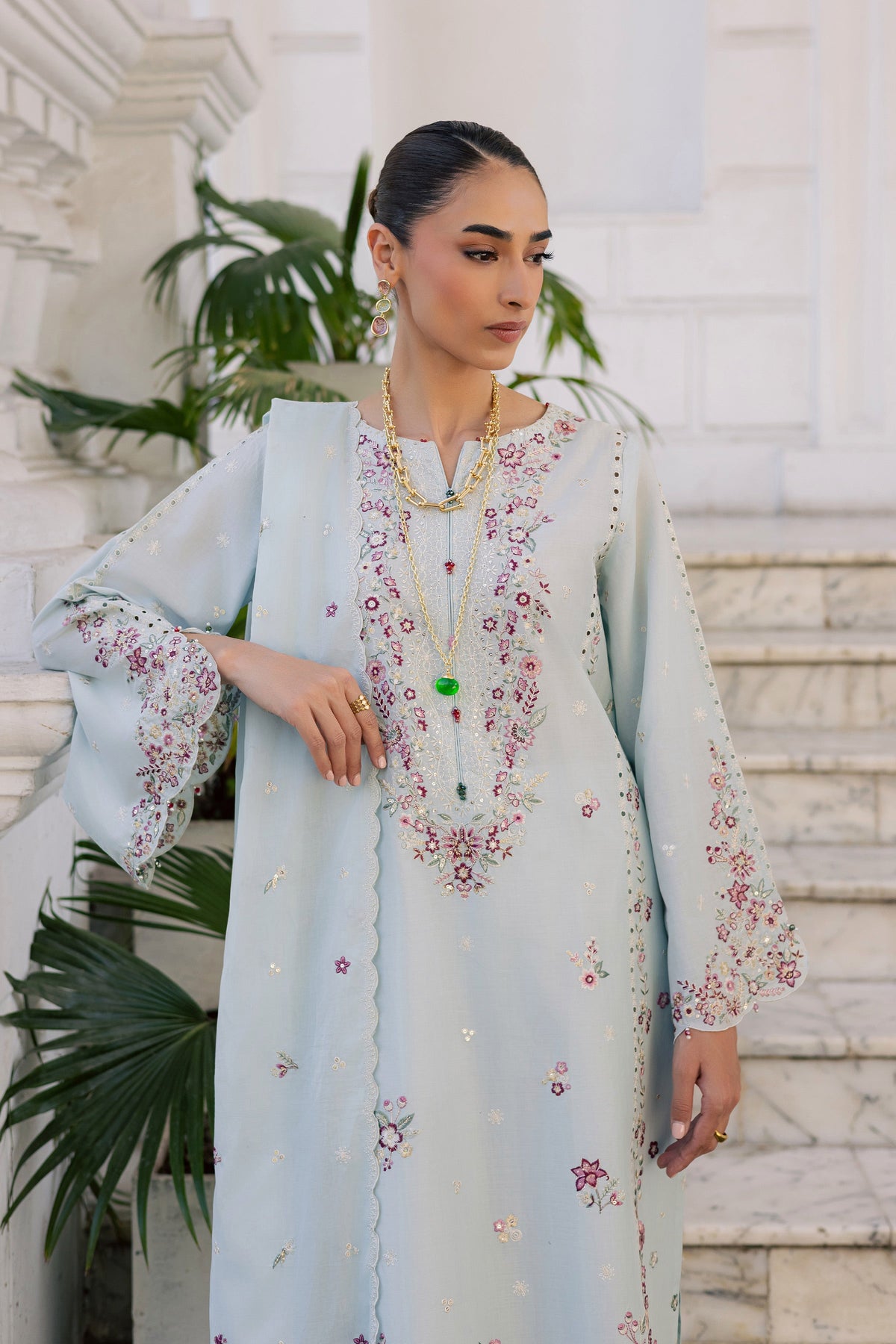Asmaar 3Pc - Festive Embroidered Lawn