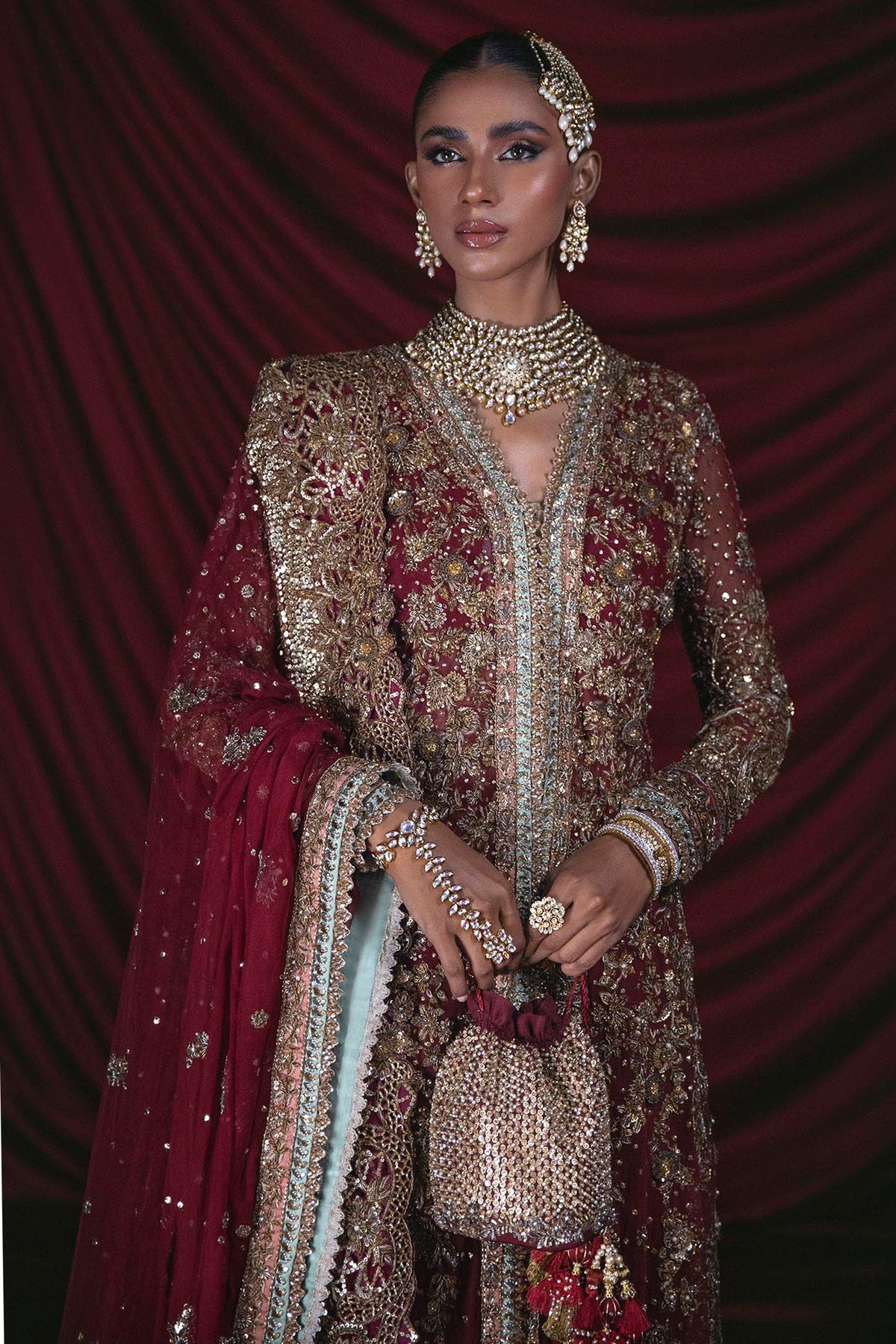 B-384 (Garnet Mukesh Bridal)