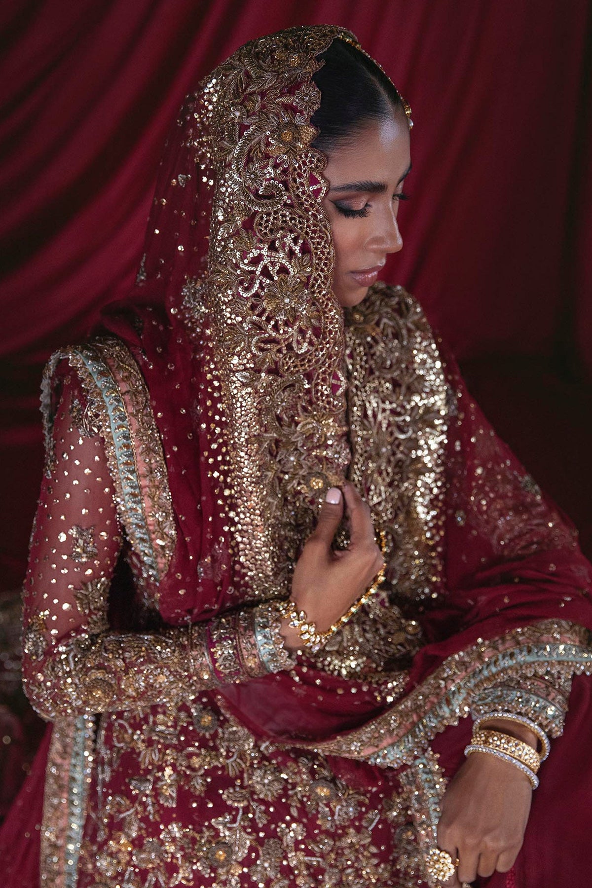 B-384 (Garnet Mukesh Bridal)