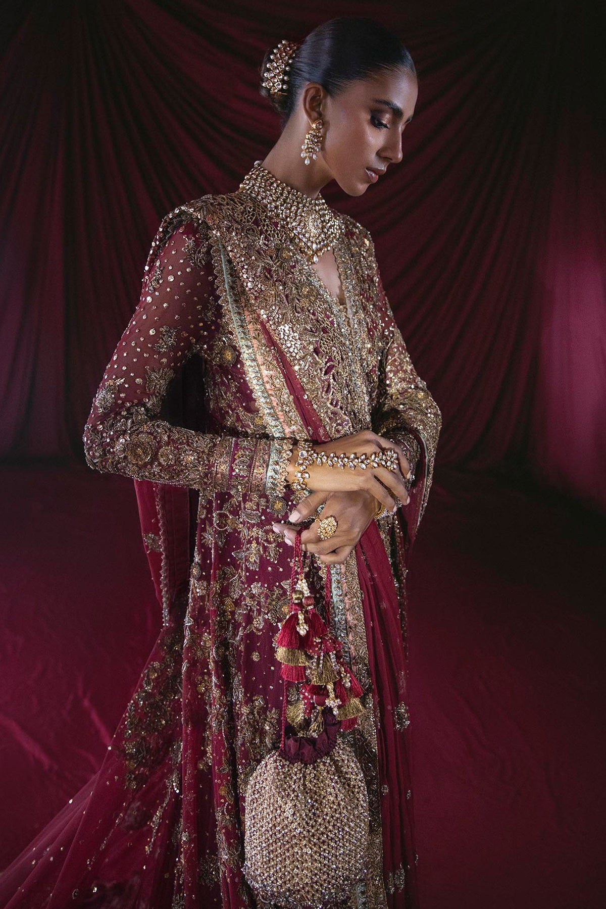 B-384 (Garnet Mukesh Bridal)