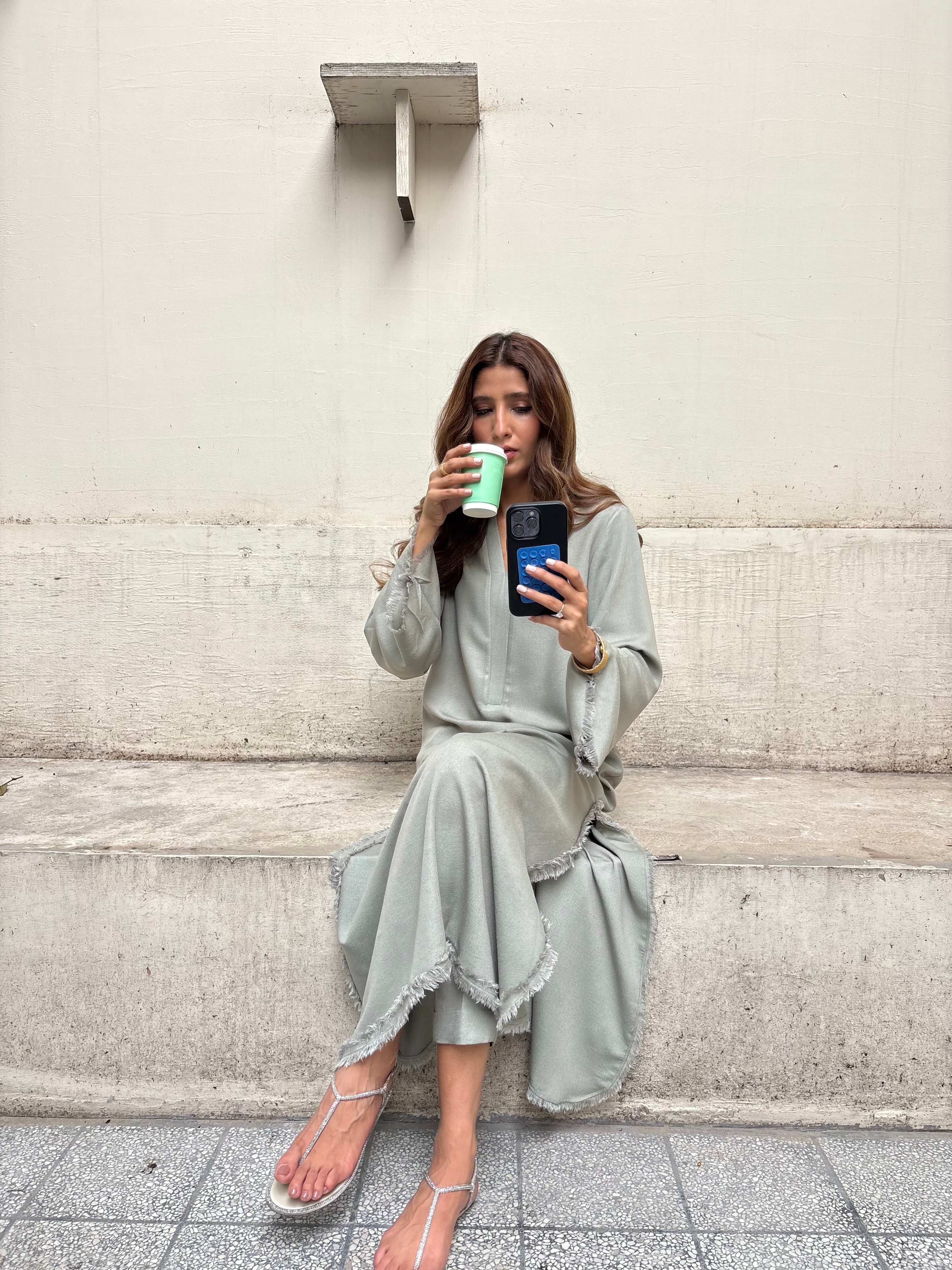 Muted Grey-Green Dhaaga Set