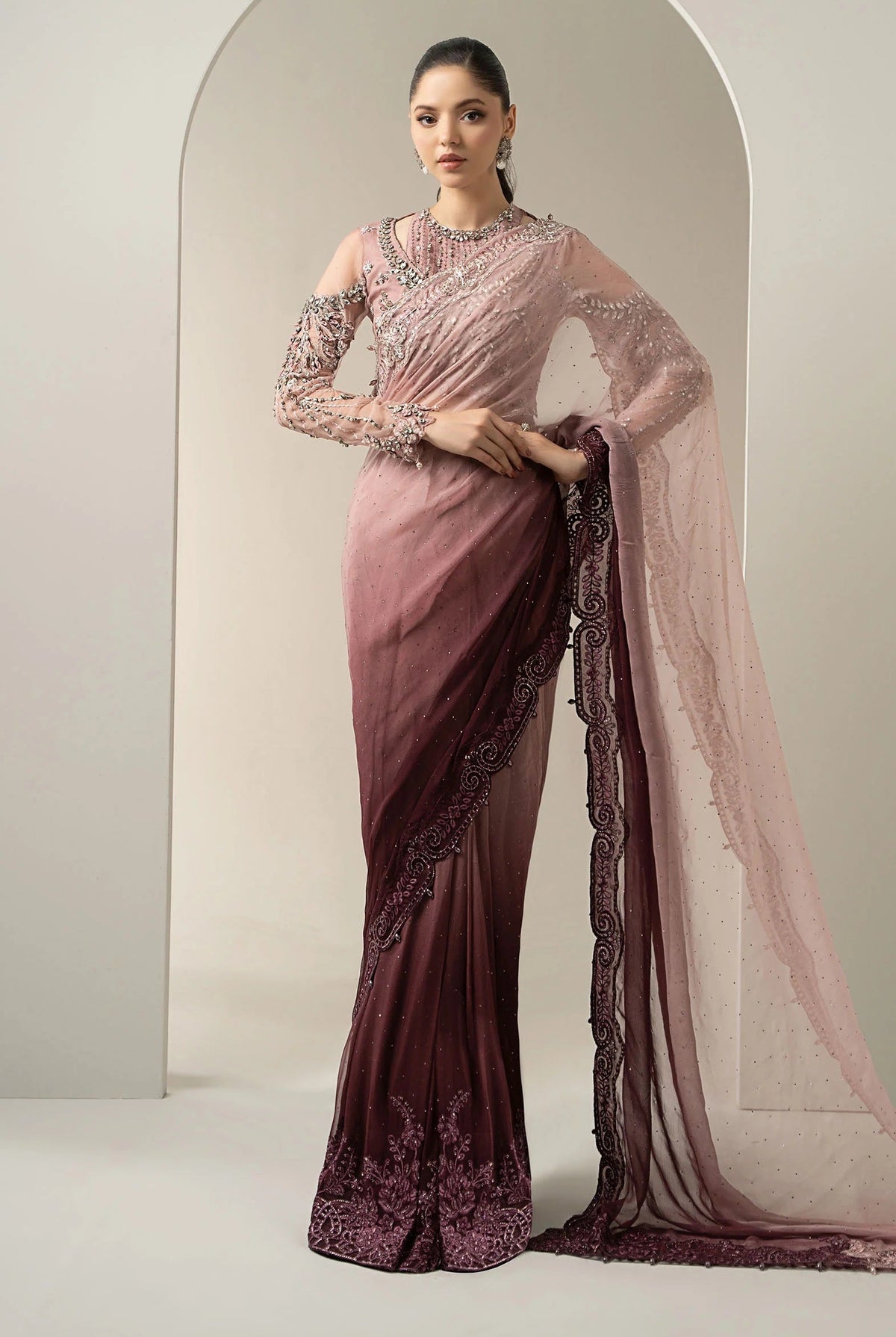 Maria.B Luxury Pure Chiffon Embroidered 3 Piece Unstitched - BDS-3001