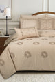 Beige T-400 Embroidered Quilt Cover Set