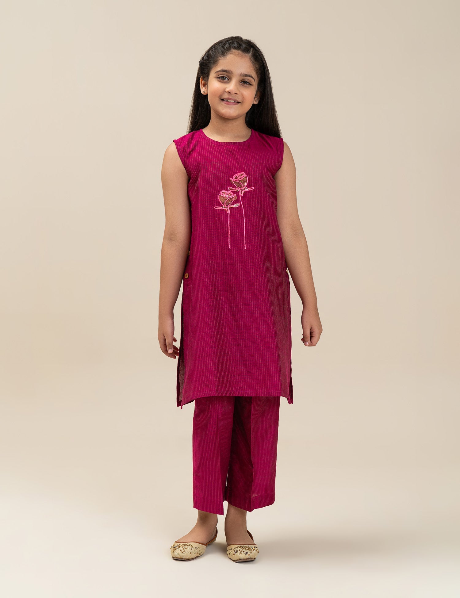 2 PIECE ROSE EMBROIDERED SUIT