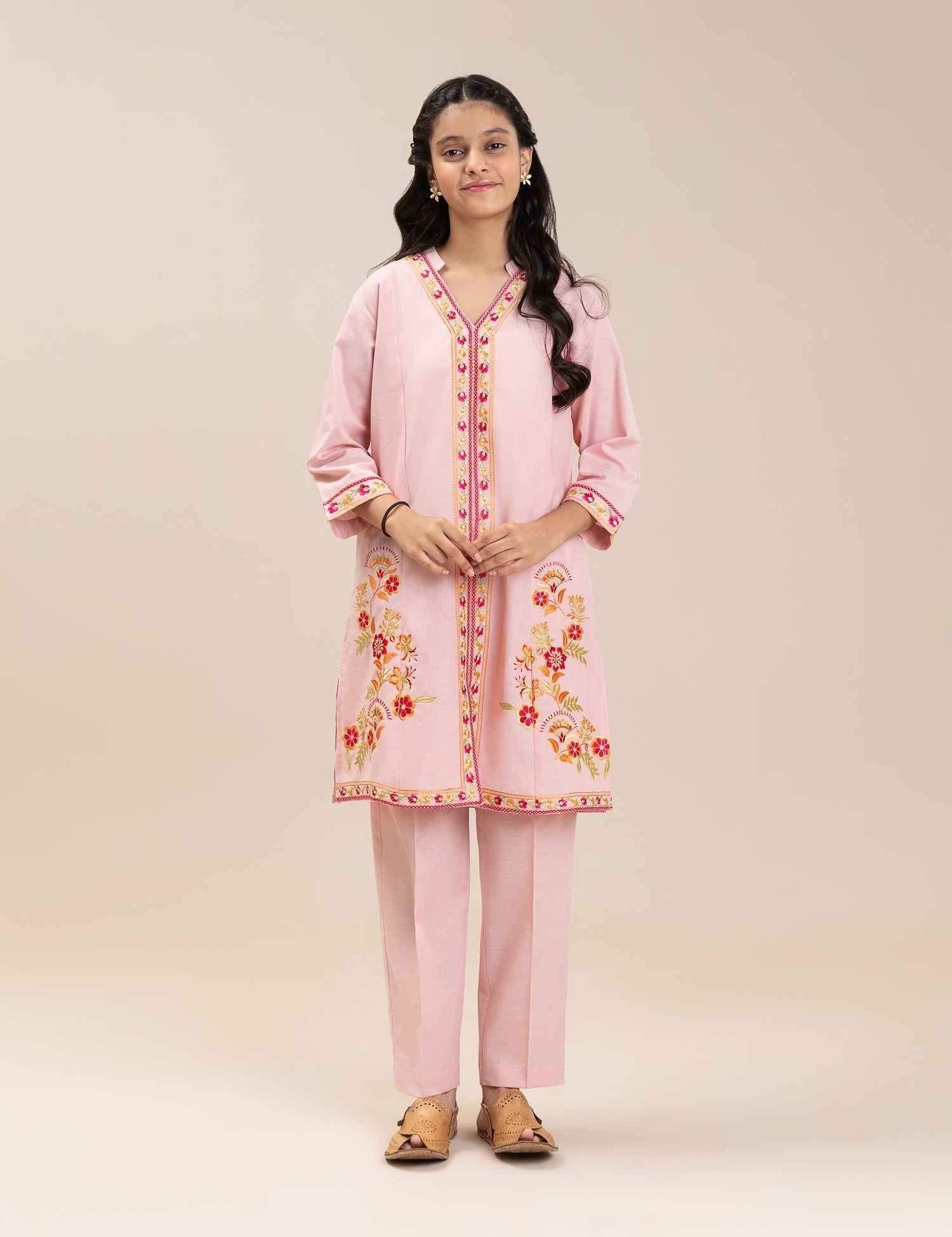 2 PIECE FLORAL EMBROIDERED SUIT