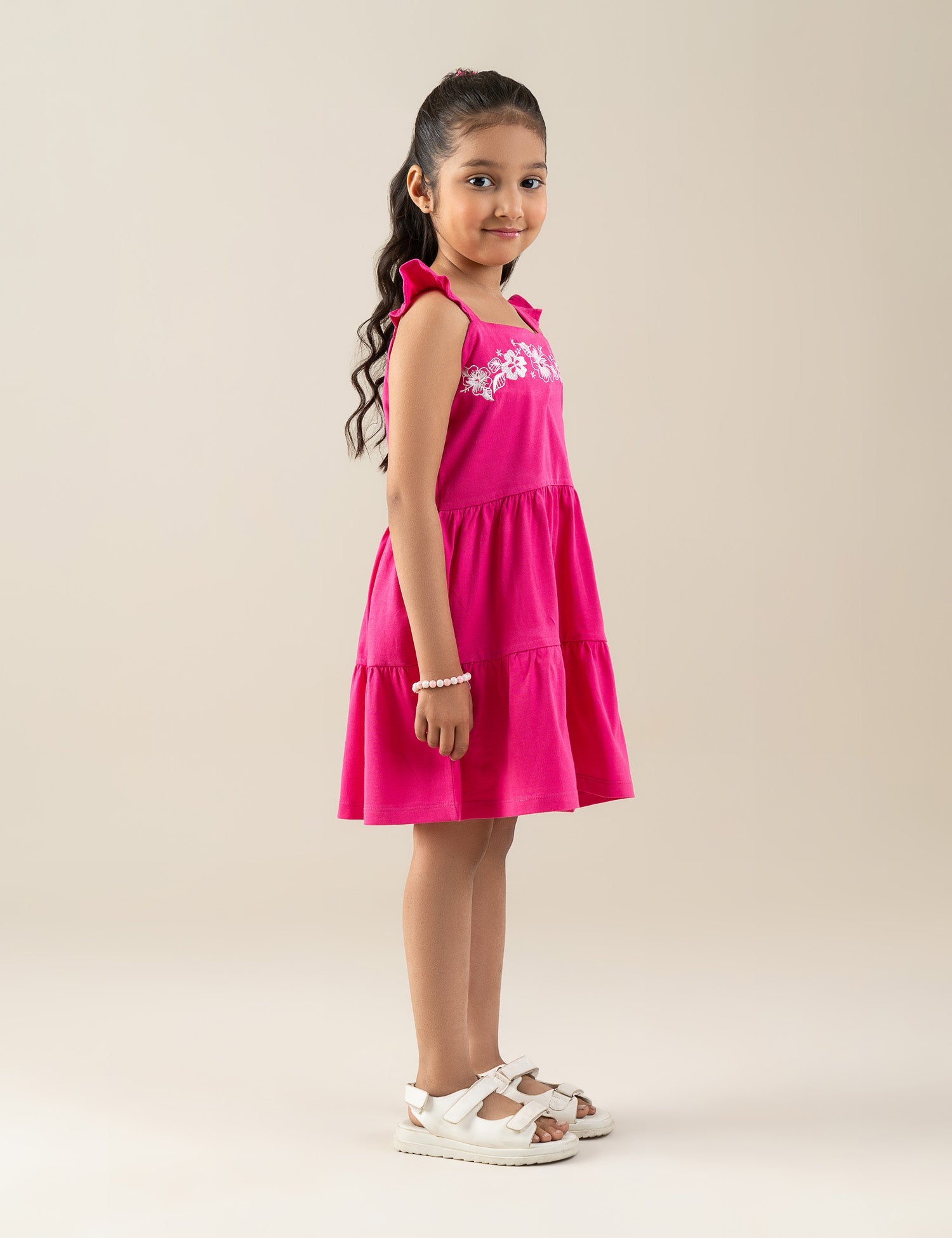 FLORAL EMBROIDERED TIERED DRESS
