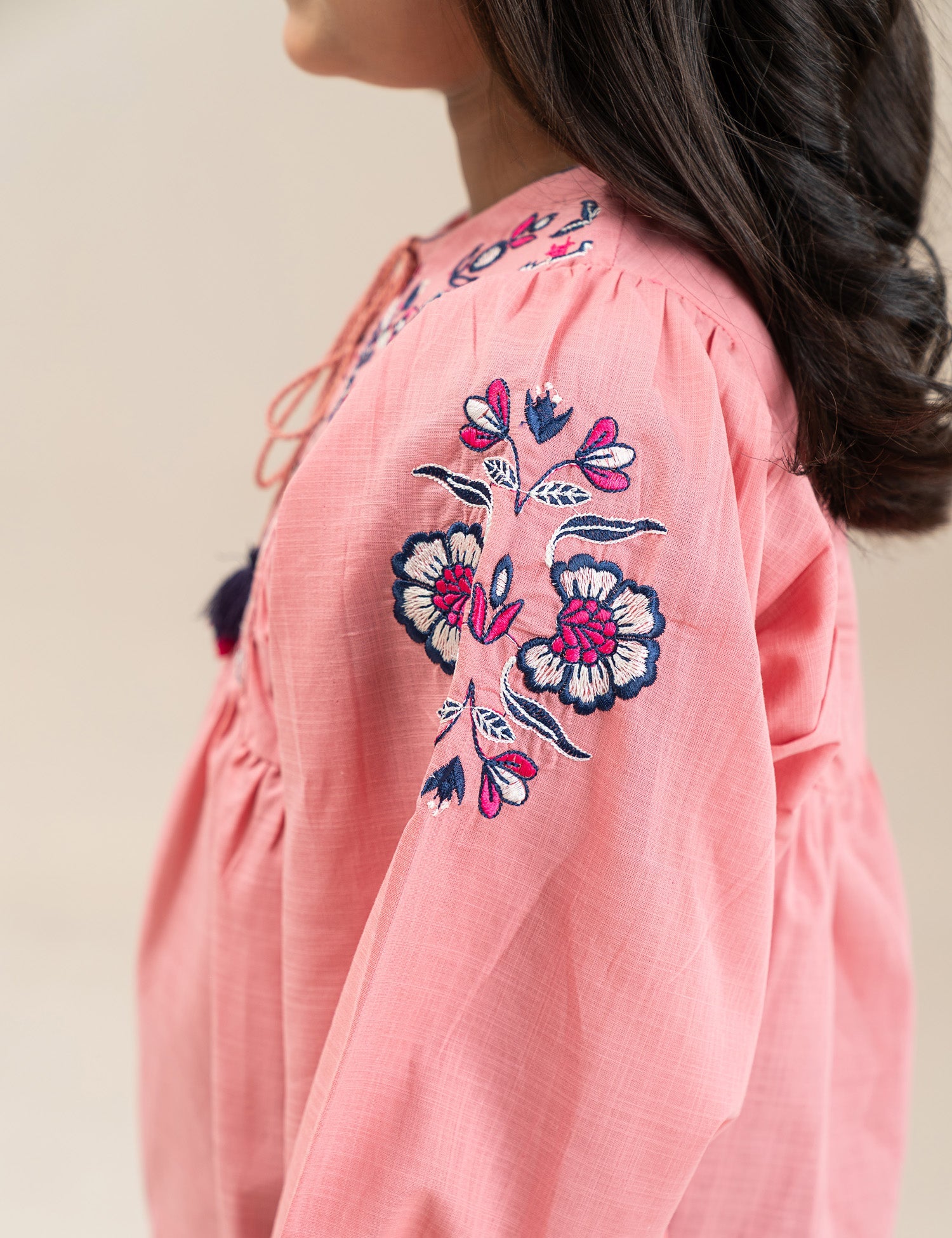 FLORAL EMBROIDERED PEPLUM DRESS