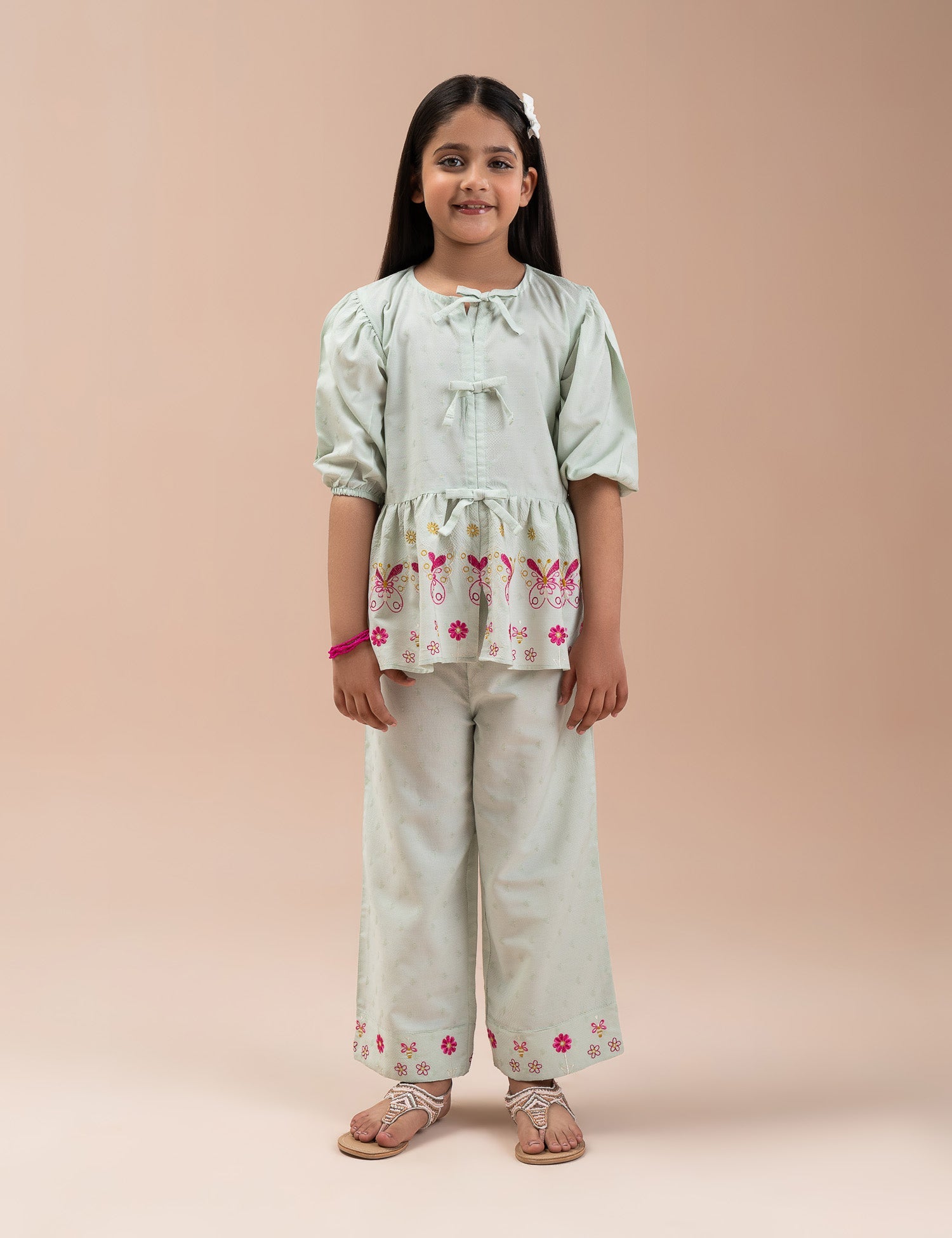 2 PIECE BUTTERFLY EMBROIDERED SUIT