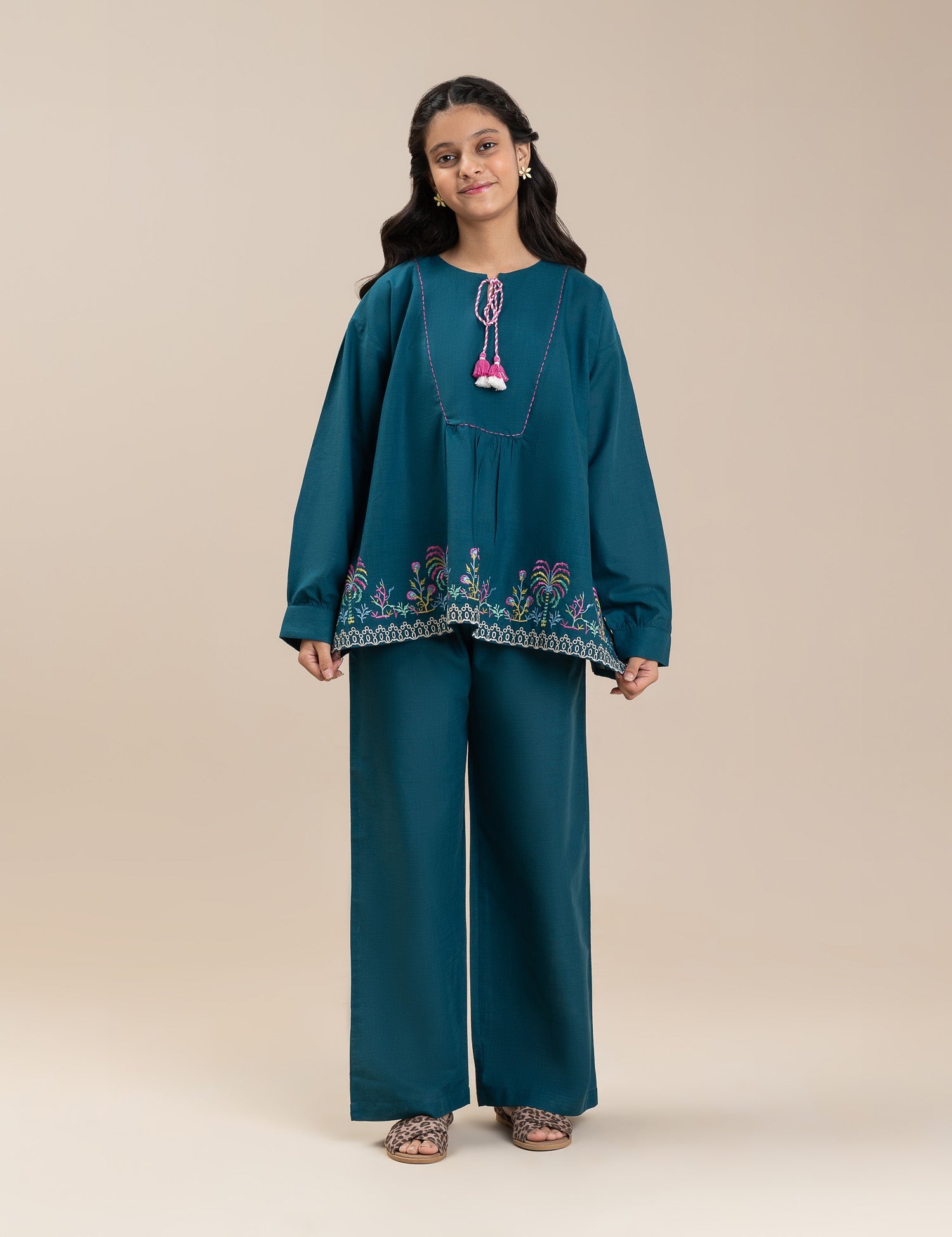 2 PIECE FLORAL EMBROIDERED SUIT