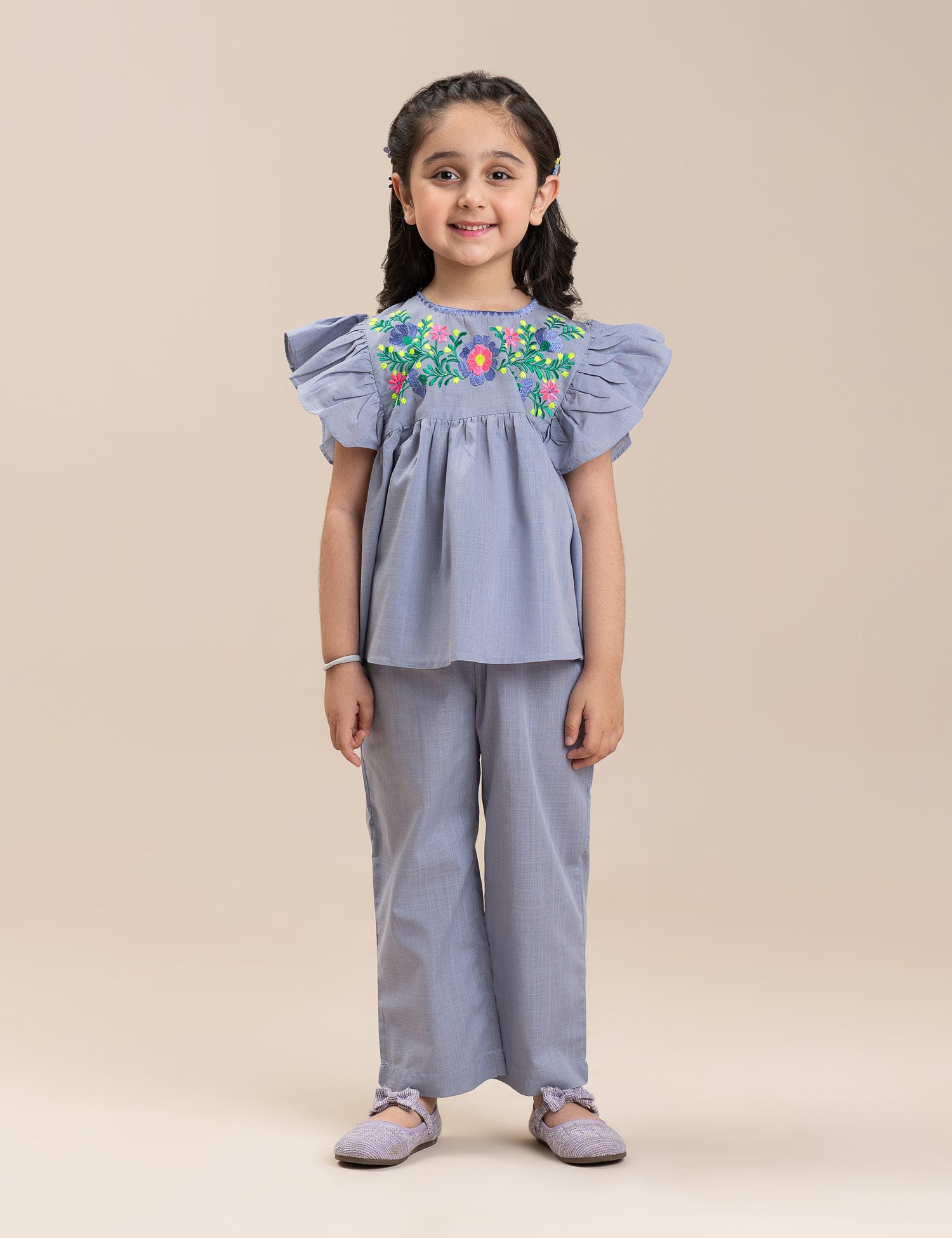 2 PIECE FLORAL EMBROIDERED SUIT