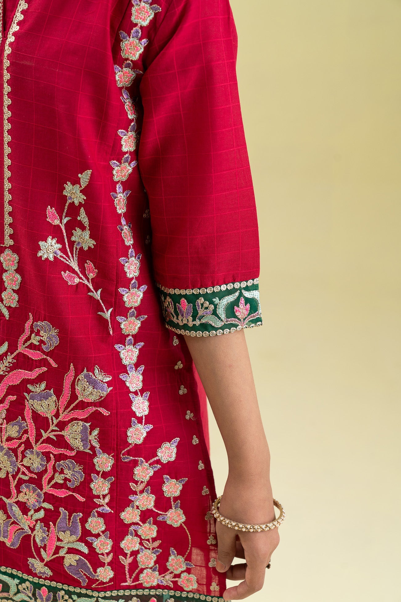 2 PIECE FLORAL PRINTED EMBROIDERED SUIT