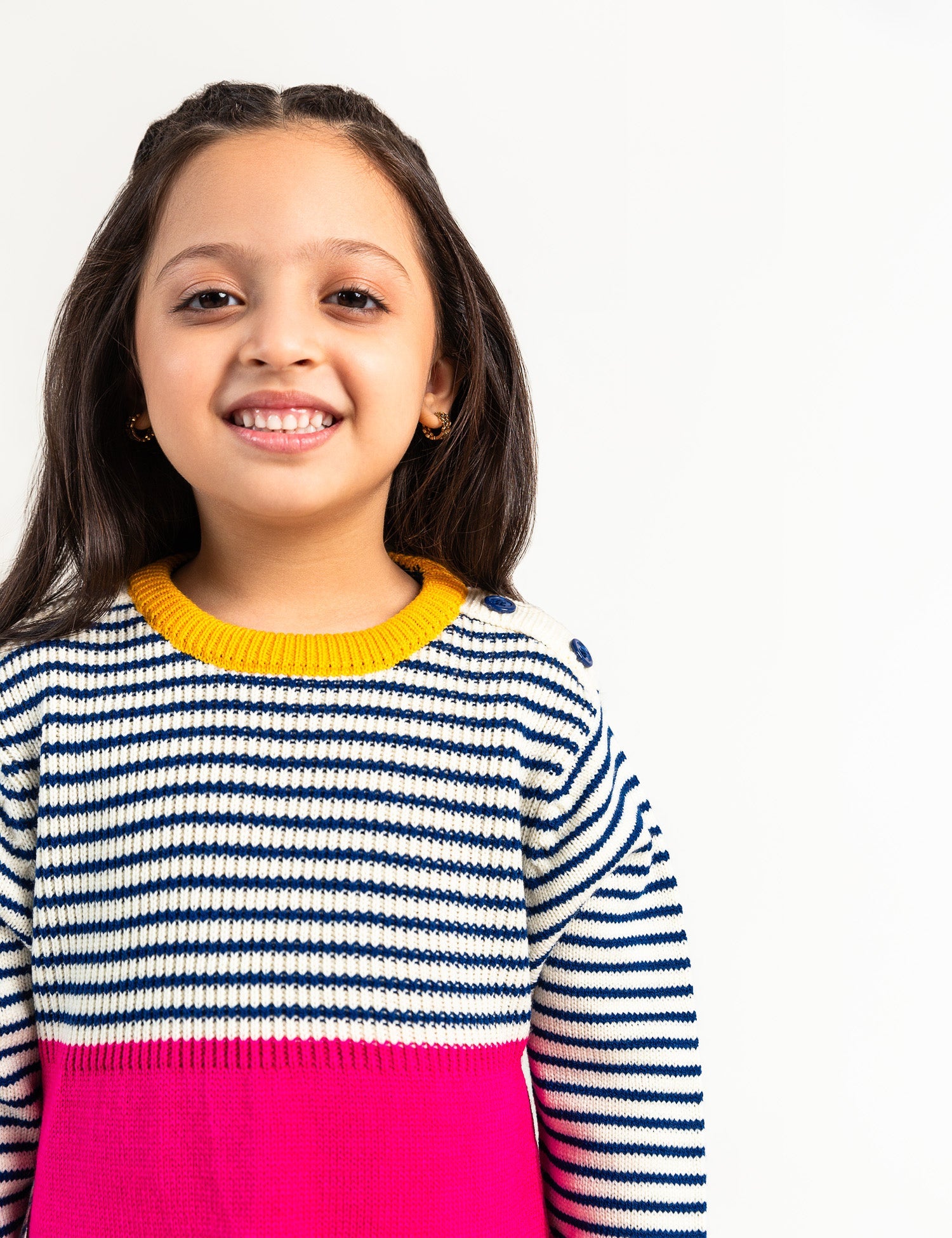 Color Block Sweater Dress With Polka Dots Pockets