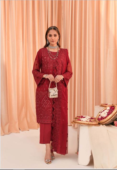 Design 1 - Crimson Red (Unstitched)