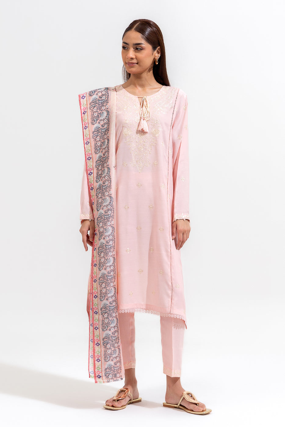 3 Piece Embroidered Silk Suit (Luxury-Pret)