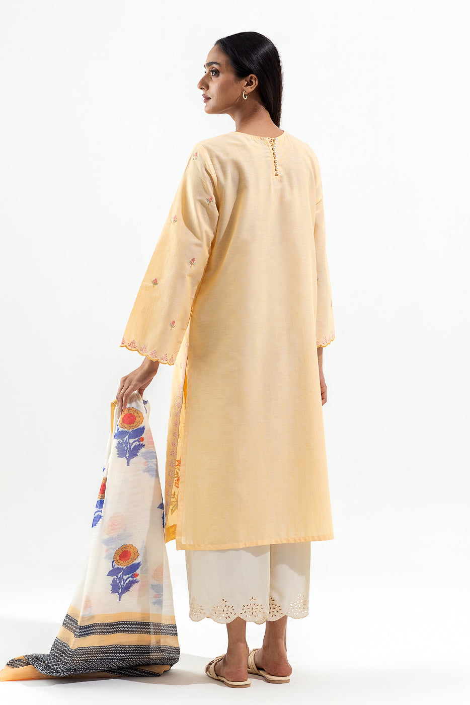 2 Piece Embroidered Chambray Suit (Pret)