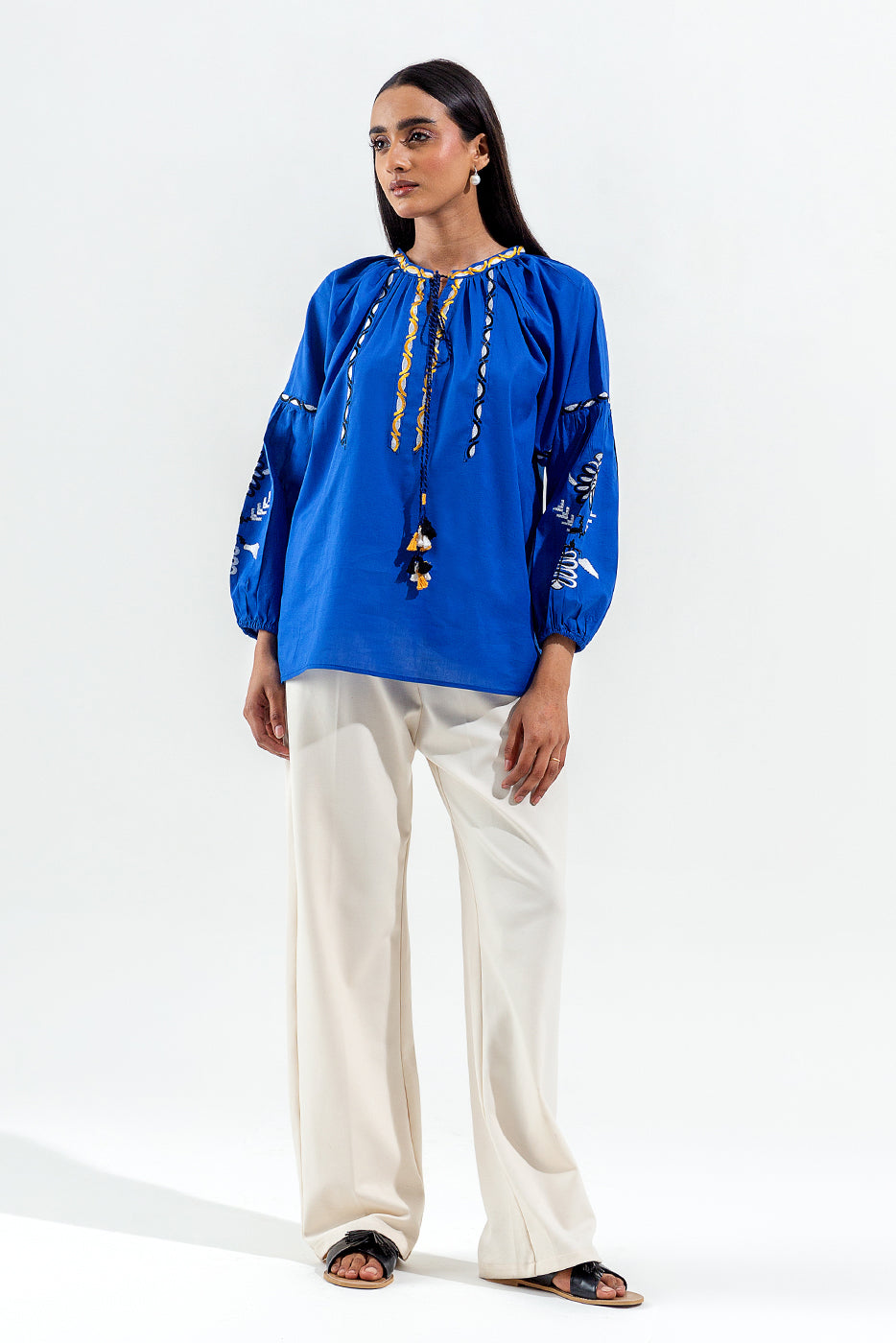 Embroidered Fusion Lawn Top (Pret)
