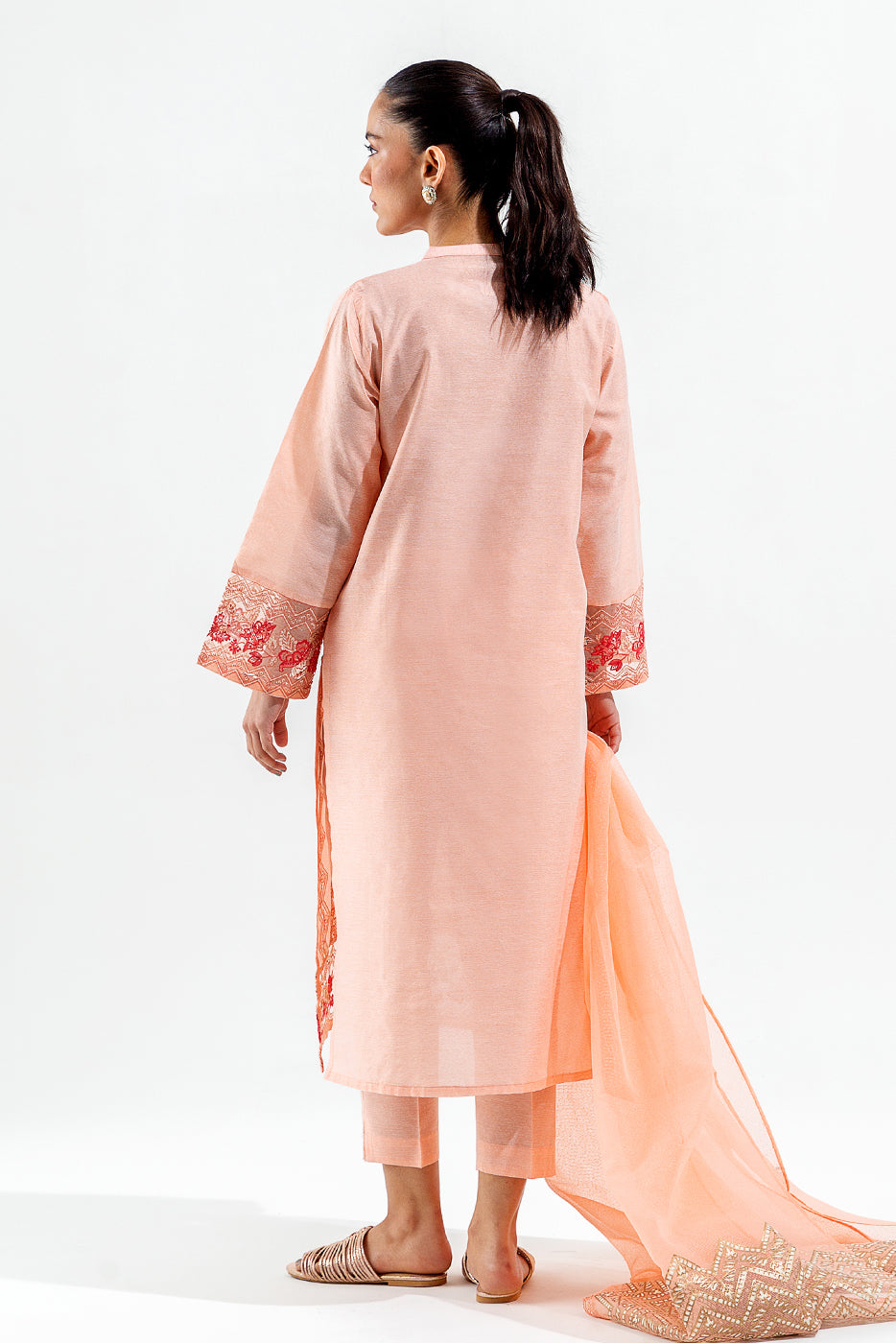 3 Piece Embroidered Slub Suit (Luxury Pret)