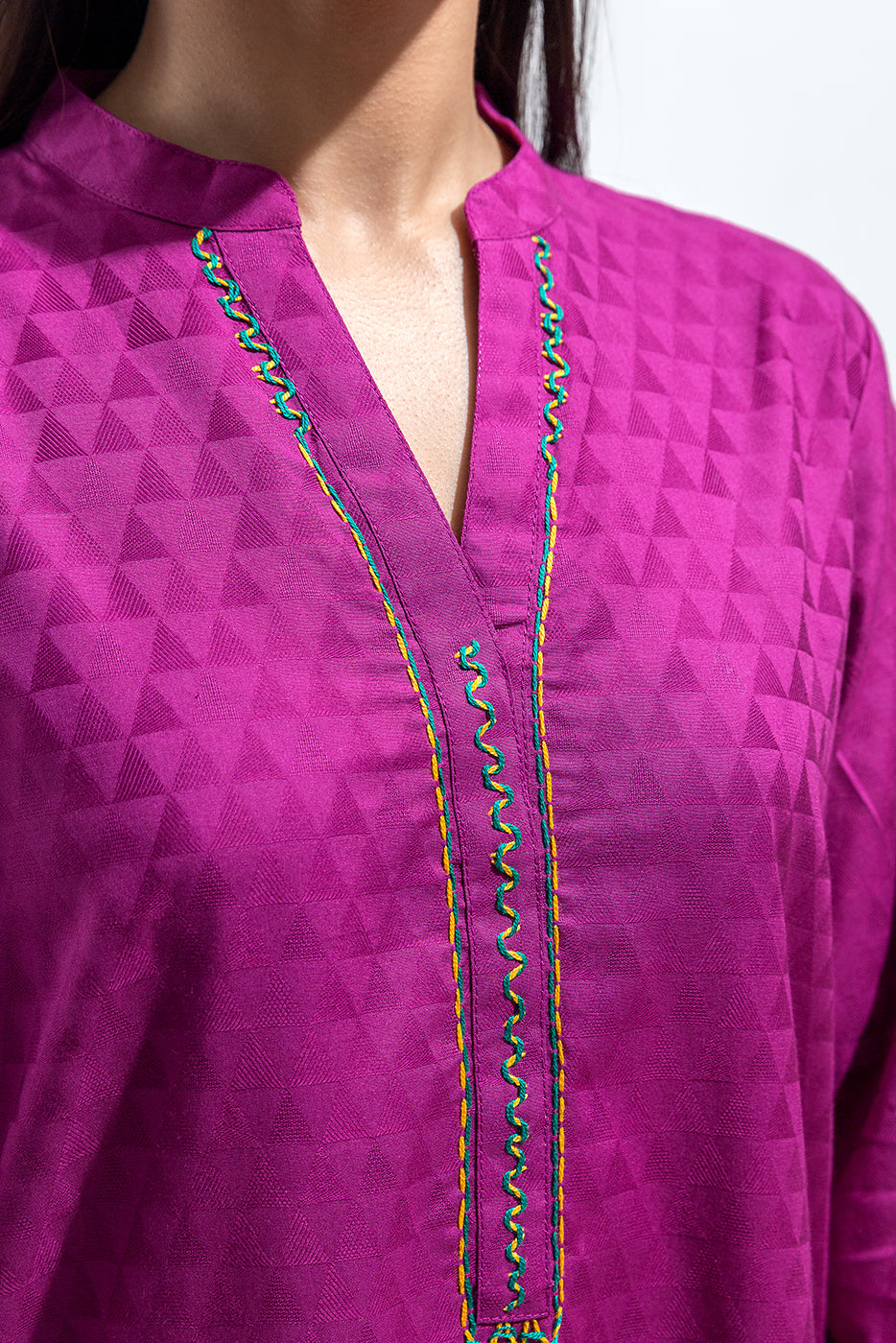 2 Piece Embroidered Self Jacquard Suit (Pret)
