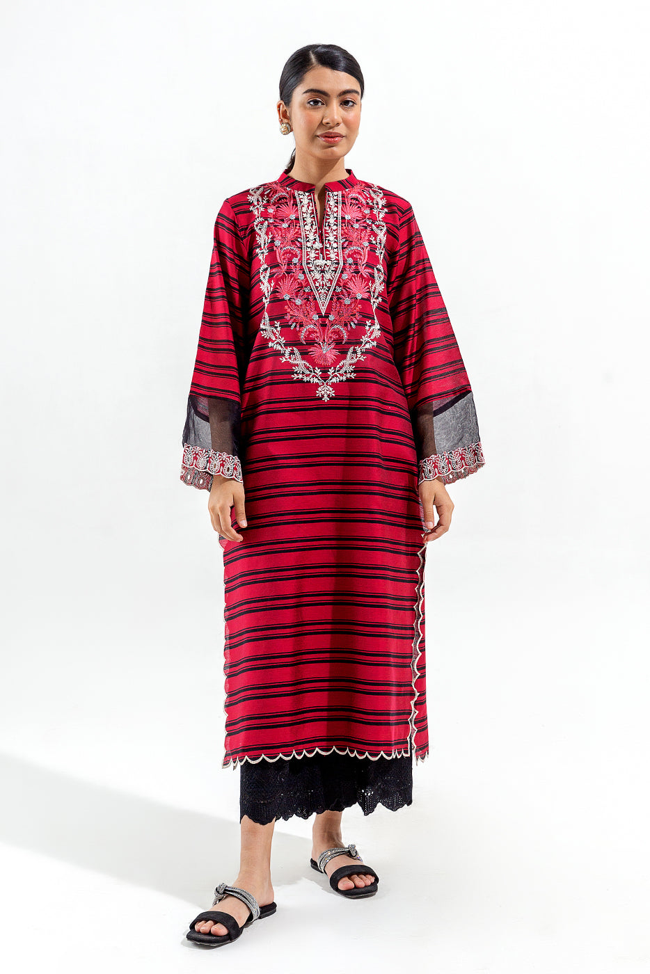 Embroidered Two Tone Shirt (Luxury Pret)