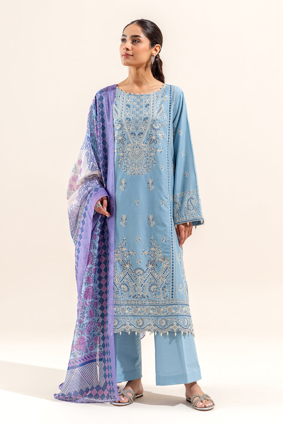 3 Piece Embroidered Lawn Suit (Unstitched)