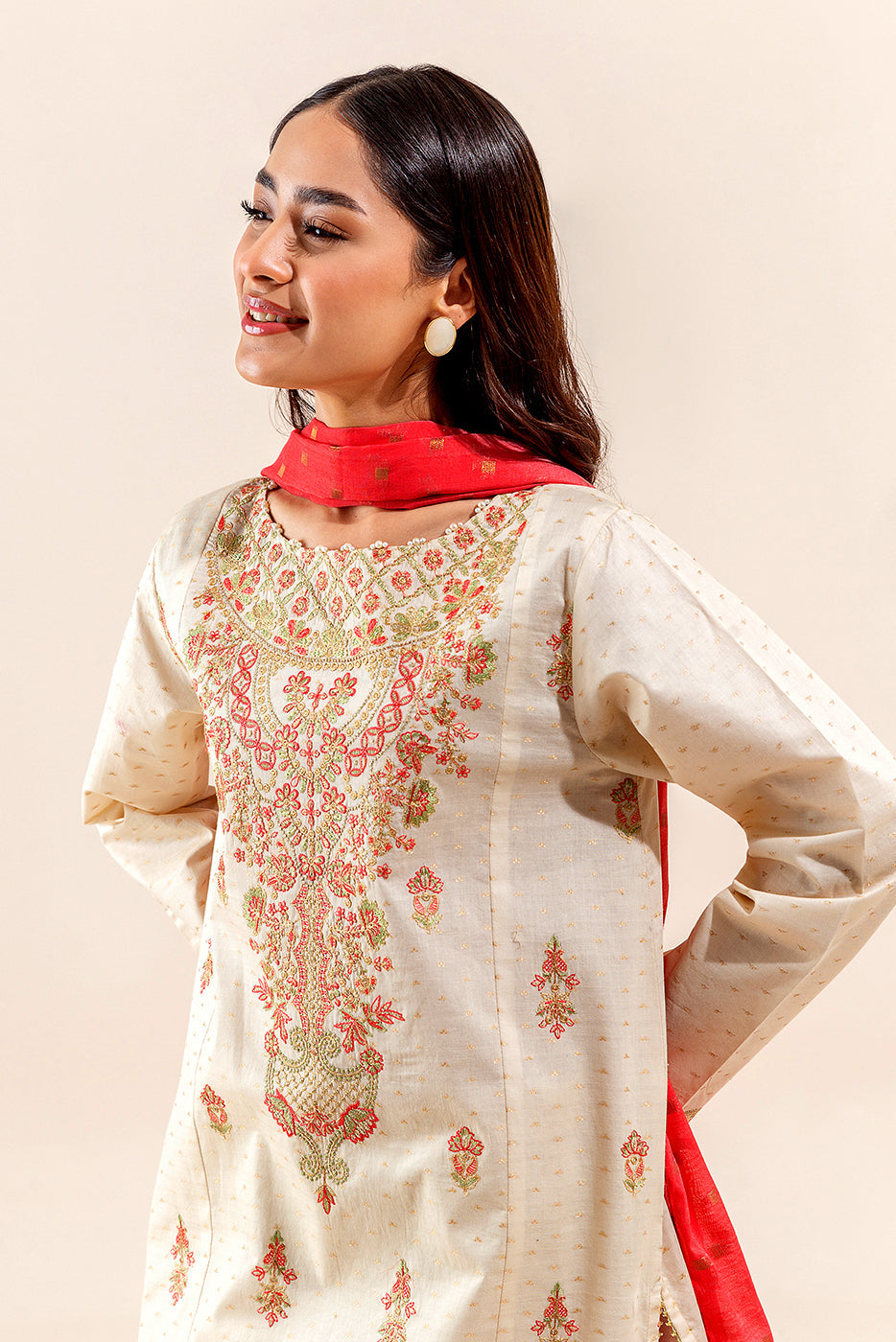 3 Piece Embroidered Jacquard Suit (Unstitched)