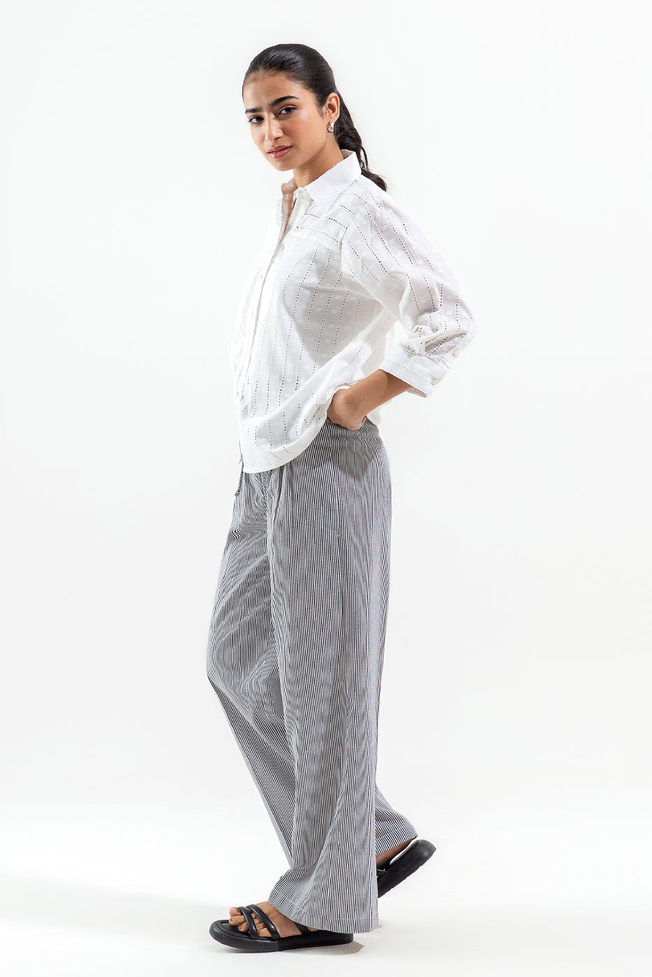 White Shiffli Button-Through Shirt