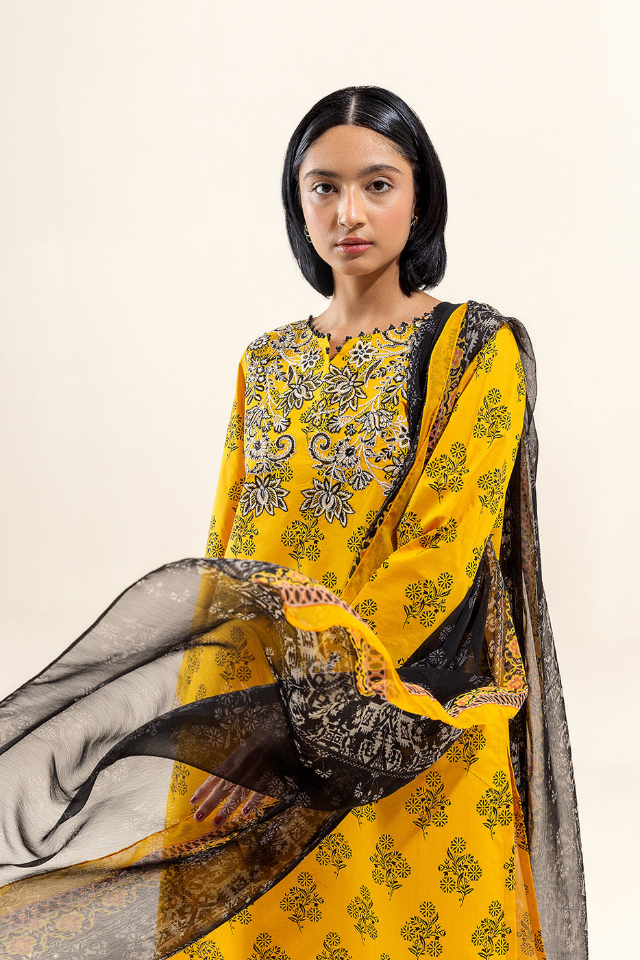 2 PIECE EMBROIDERED LAWN SUIT-HARVEST GOLD (UNSTITCHED)