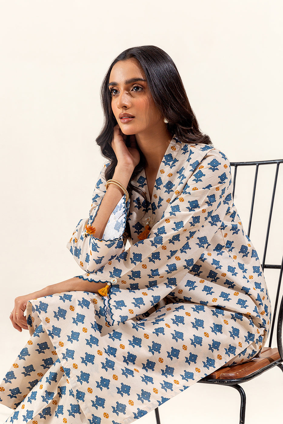 2 Piece Printed Suit-Whispering Yale (Unstitched)