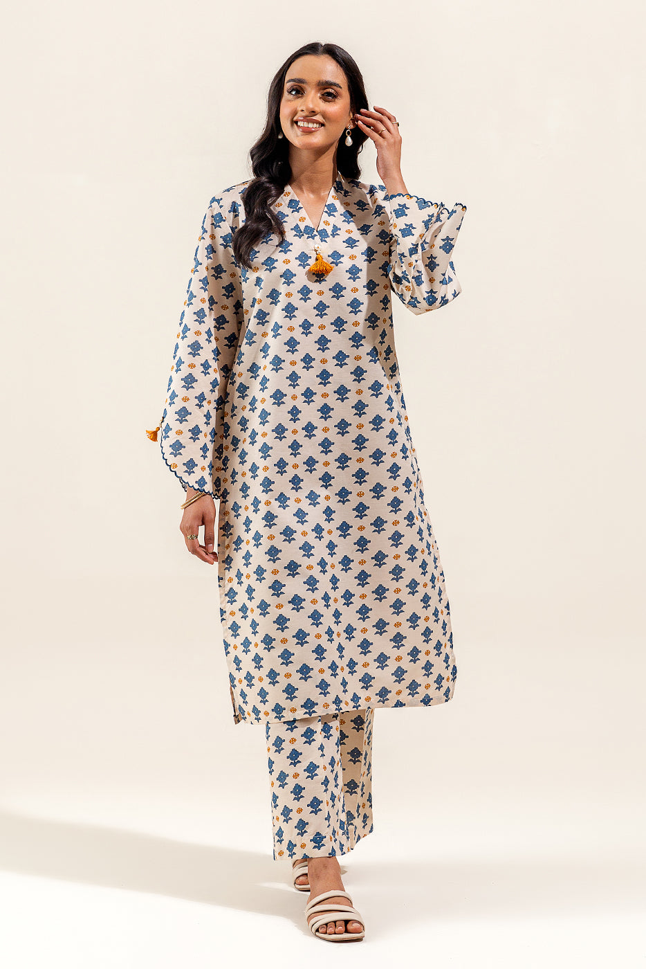 2 Piece Printed Suit-Whispering Yale (Unstitched)