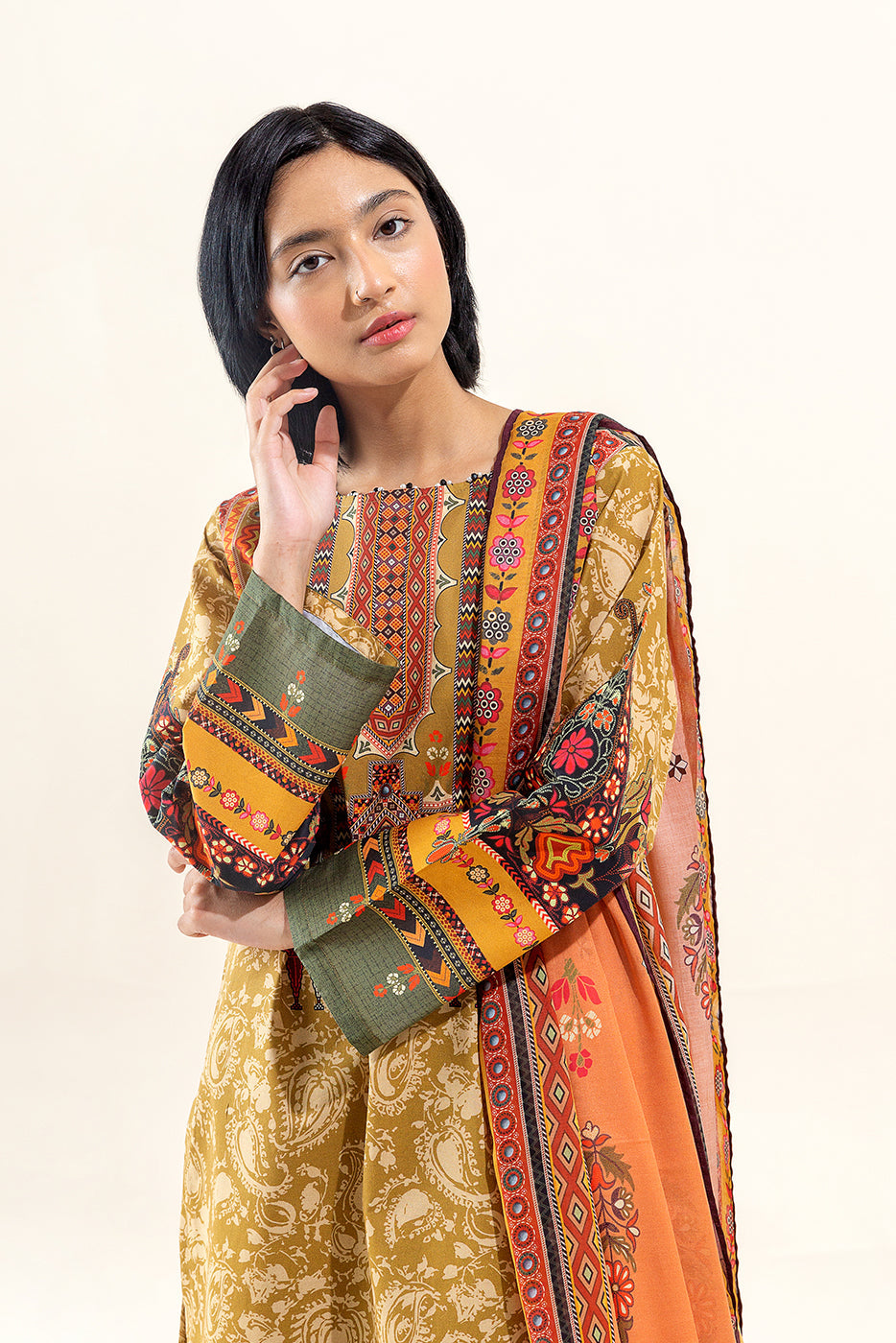 3 Piece Printed Lawn Suit-Medallion Tribe (Unstitched)