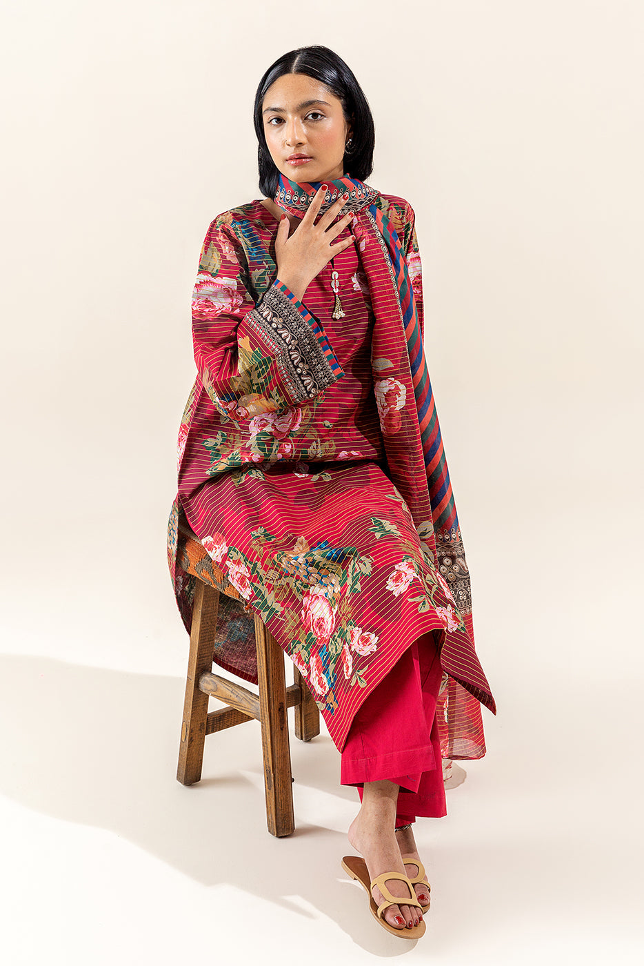 3 Piece Printed Lawn Suit-Rosette Wilt (Unstitched)