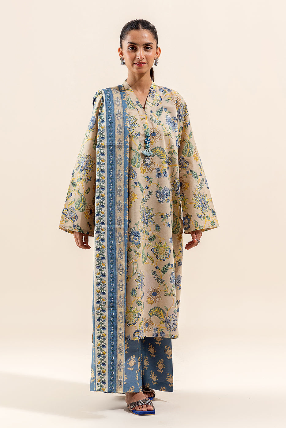 3 Piece Printed Lawn Suit-Jacobean Fantasy (Unstitched)