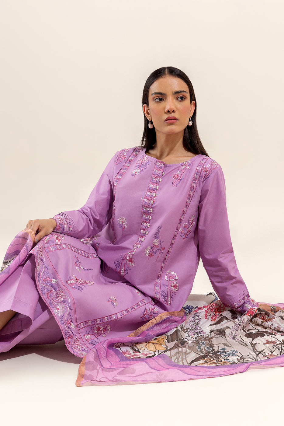 2 Piece Embroidered Lawn Suit-Taffy Orchid (Unstitched)