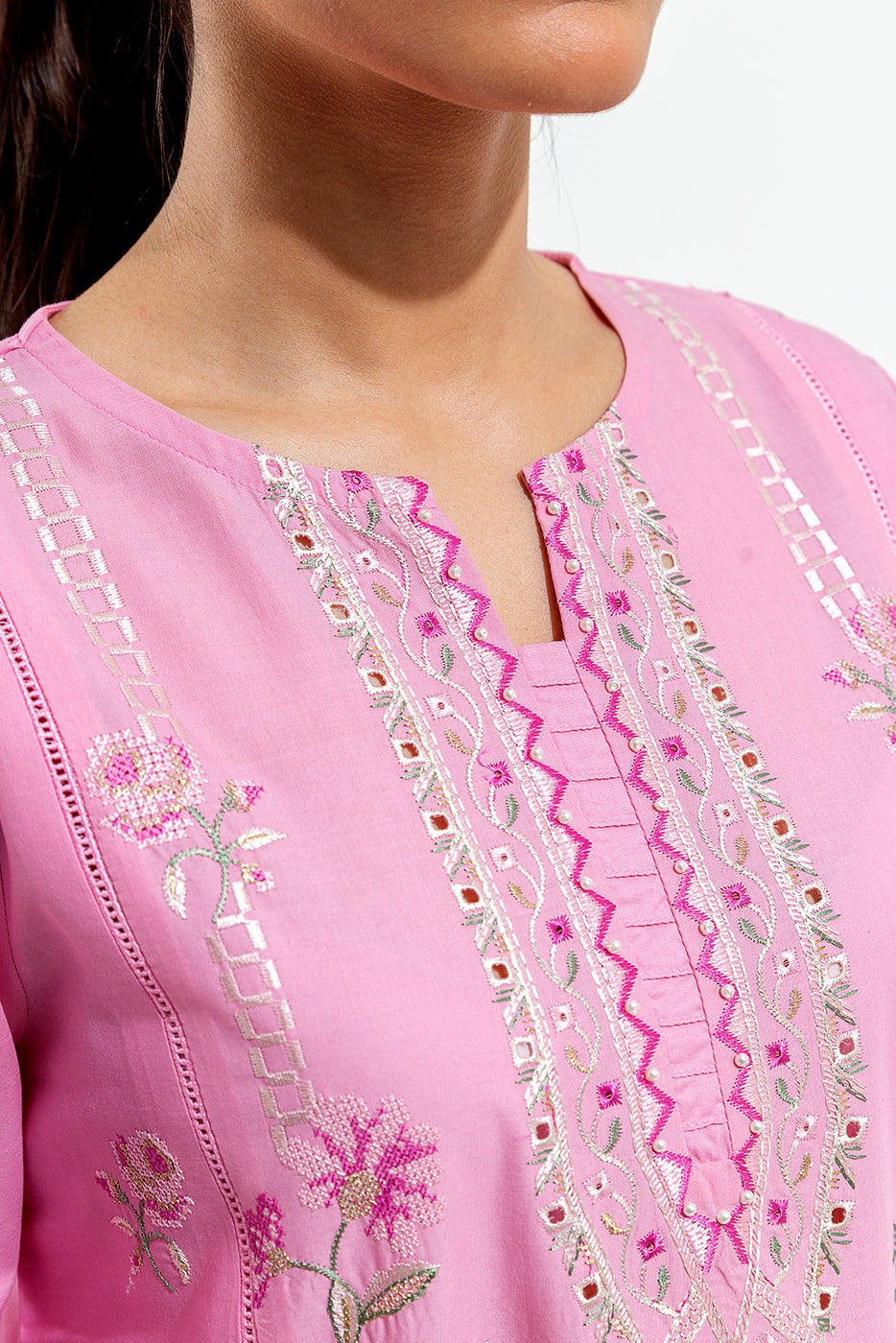 2 Piece Embroidered Cotton Suit (Pret)
